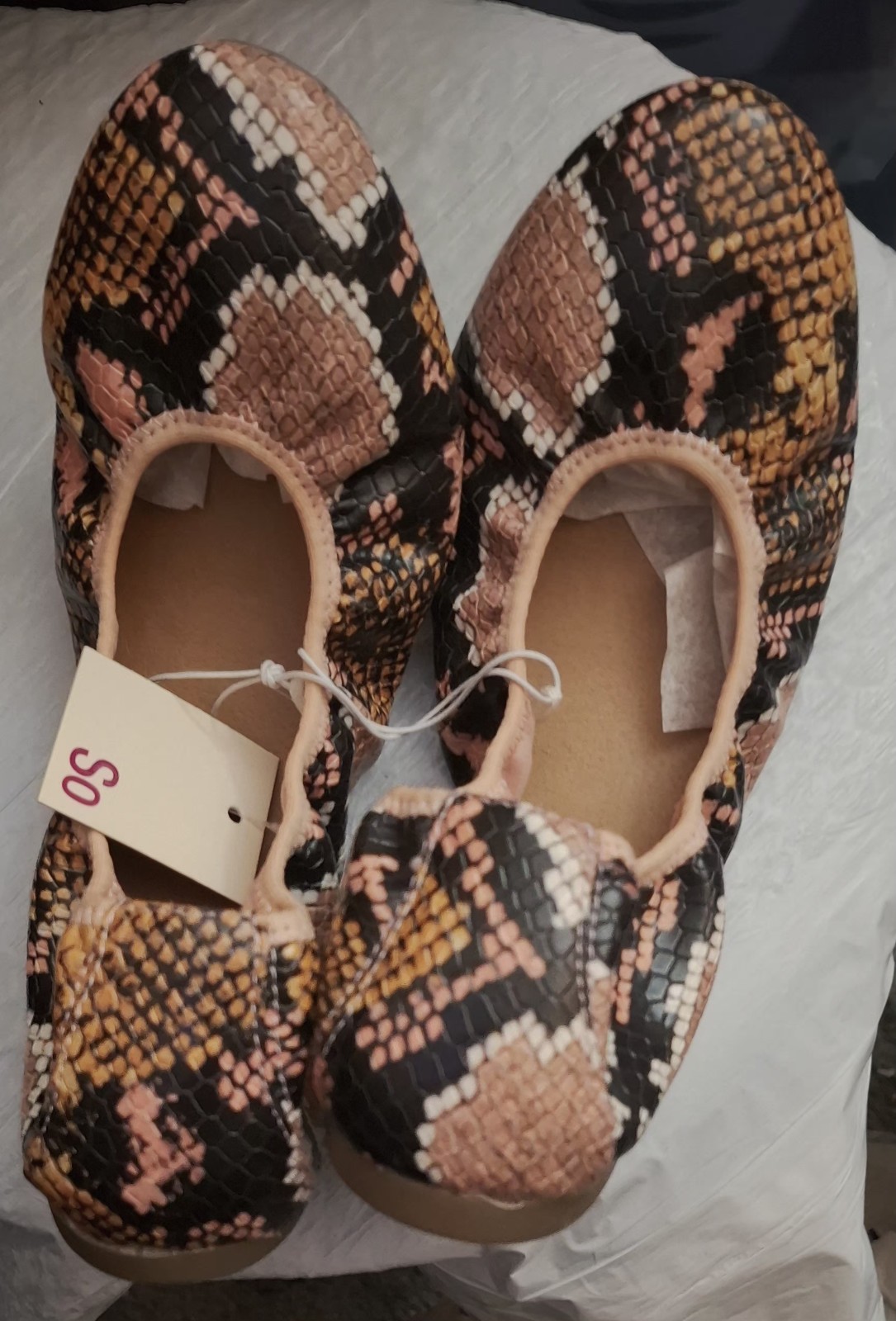 Peach Snake Print Flats