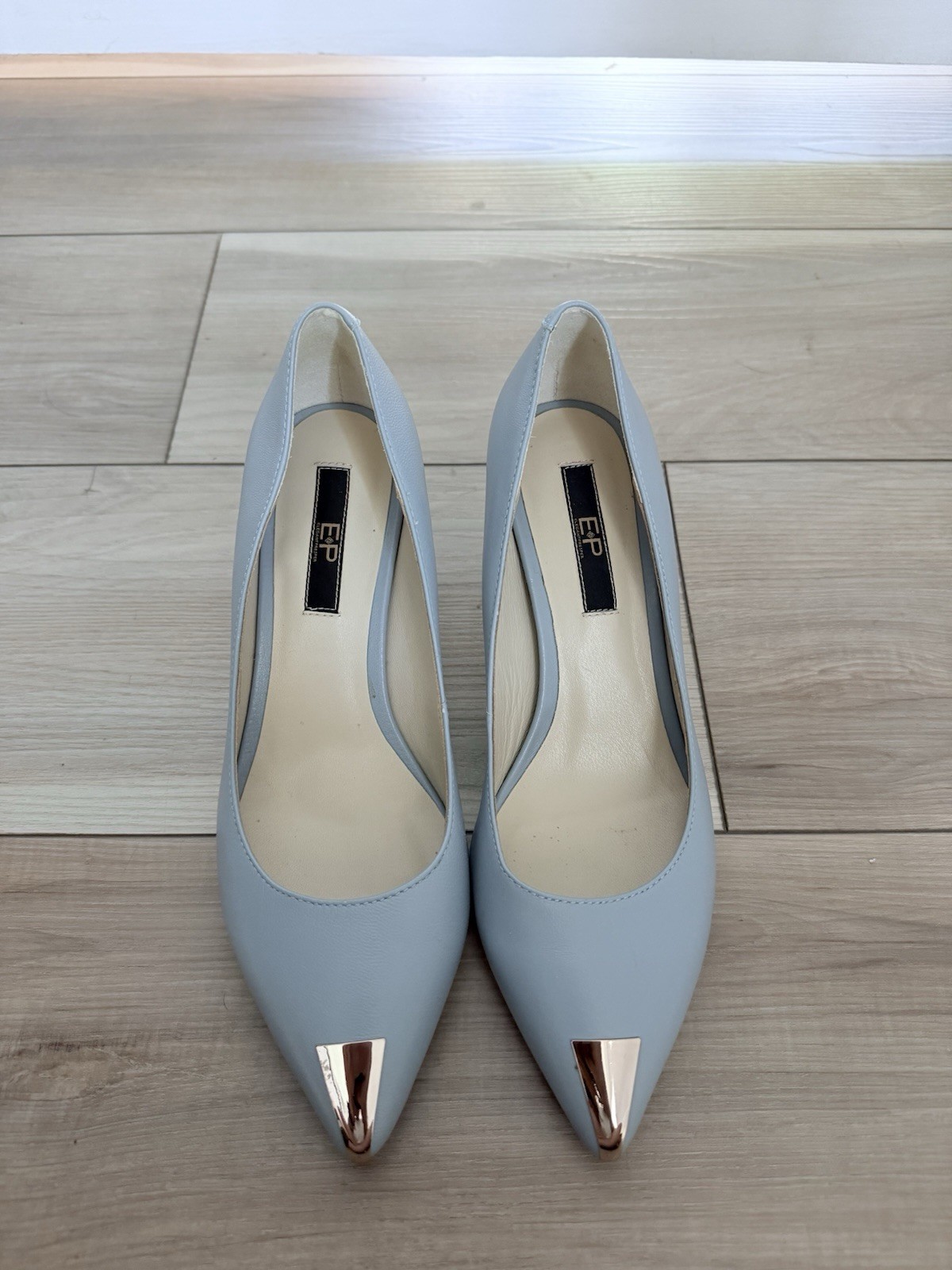 EP Women’s Blue Pointed Toe Pump Slip-On Metallic Cap Toe EU 36 US 7