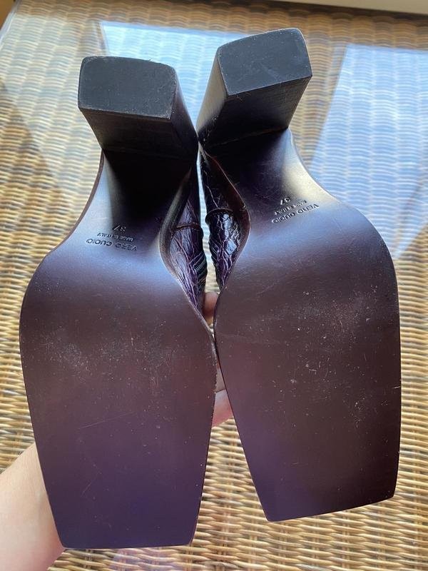 Women Navy Boot Boots Burgundy Leather 37 #B9TG