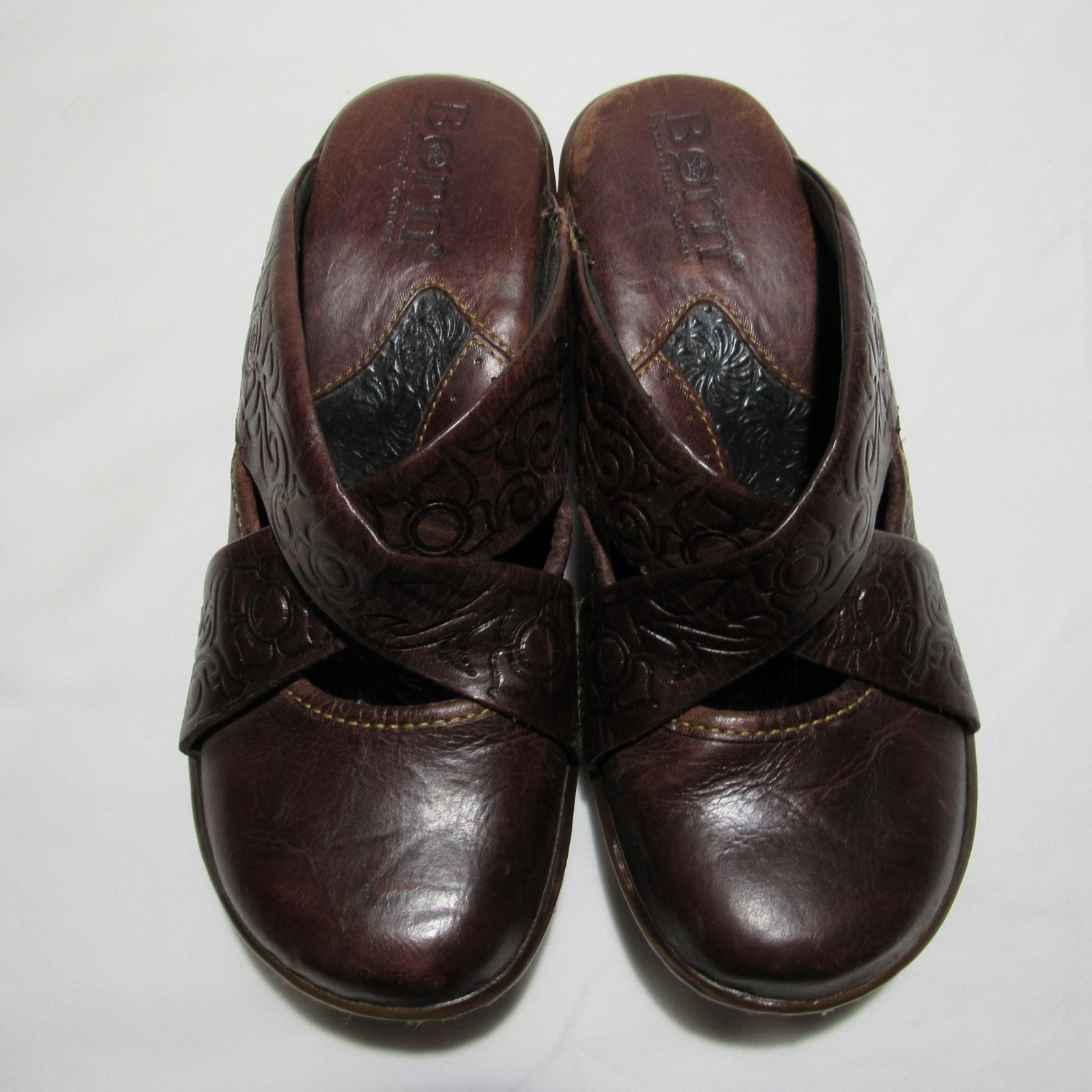Born Handcrafted Footwear 6M Dark Brown Leather Clog Sandal