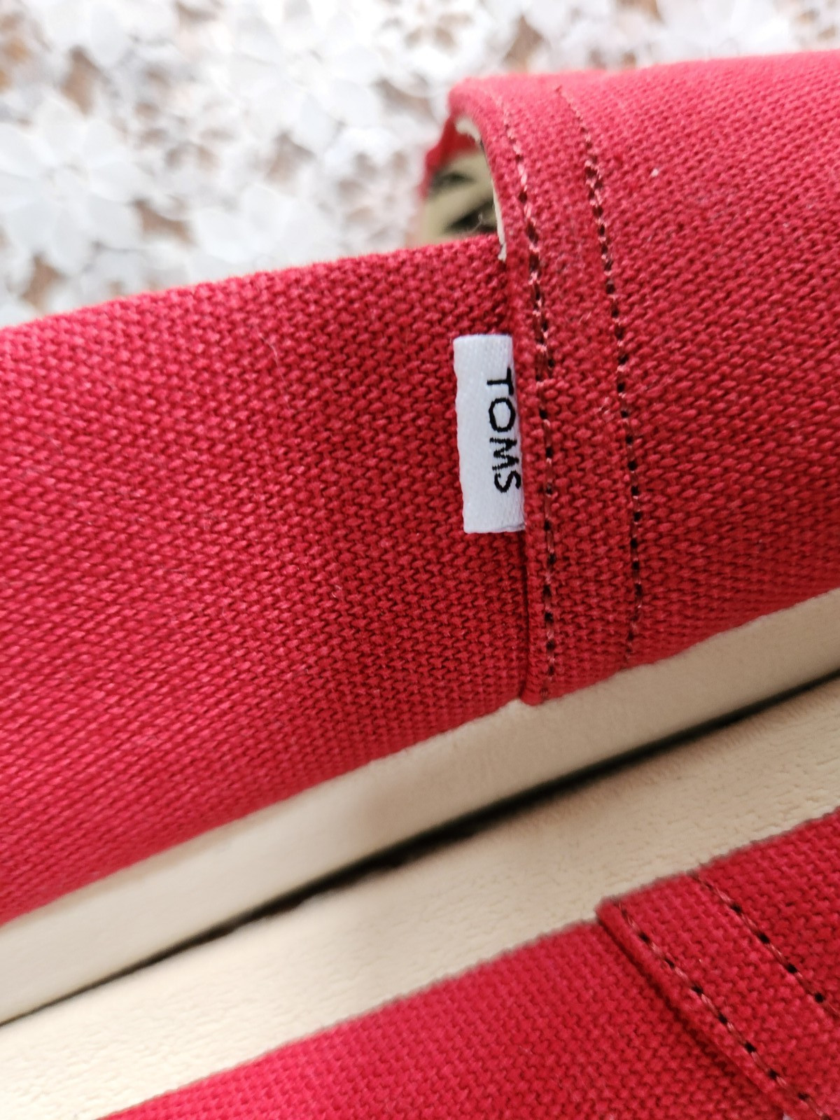 TOMS SHOES, Red Recycled Canvas Alpargata, Women’s 6.5 , NEW with TAGS