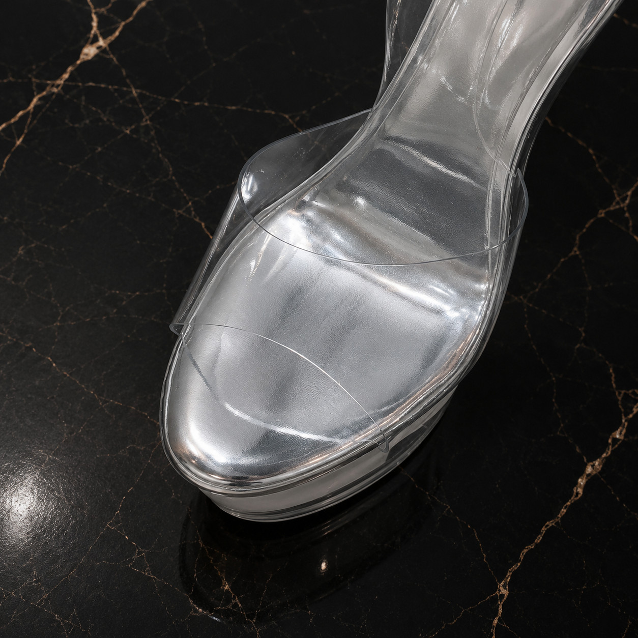 15cm Ultra-High Heel Clear Platform Sandals with Transparent Ankle Straps