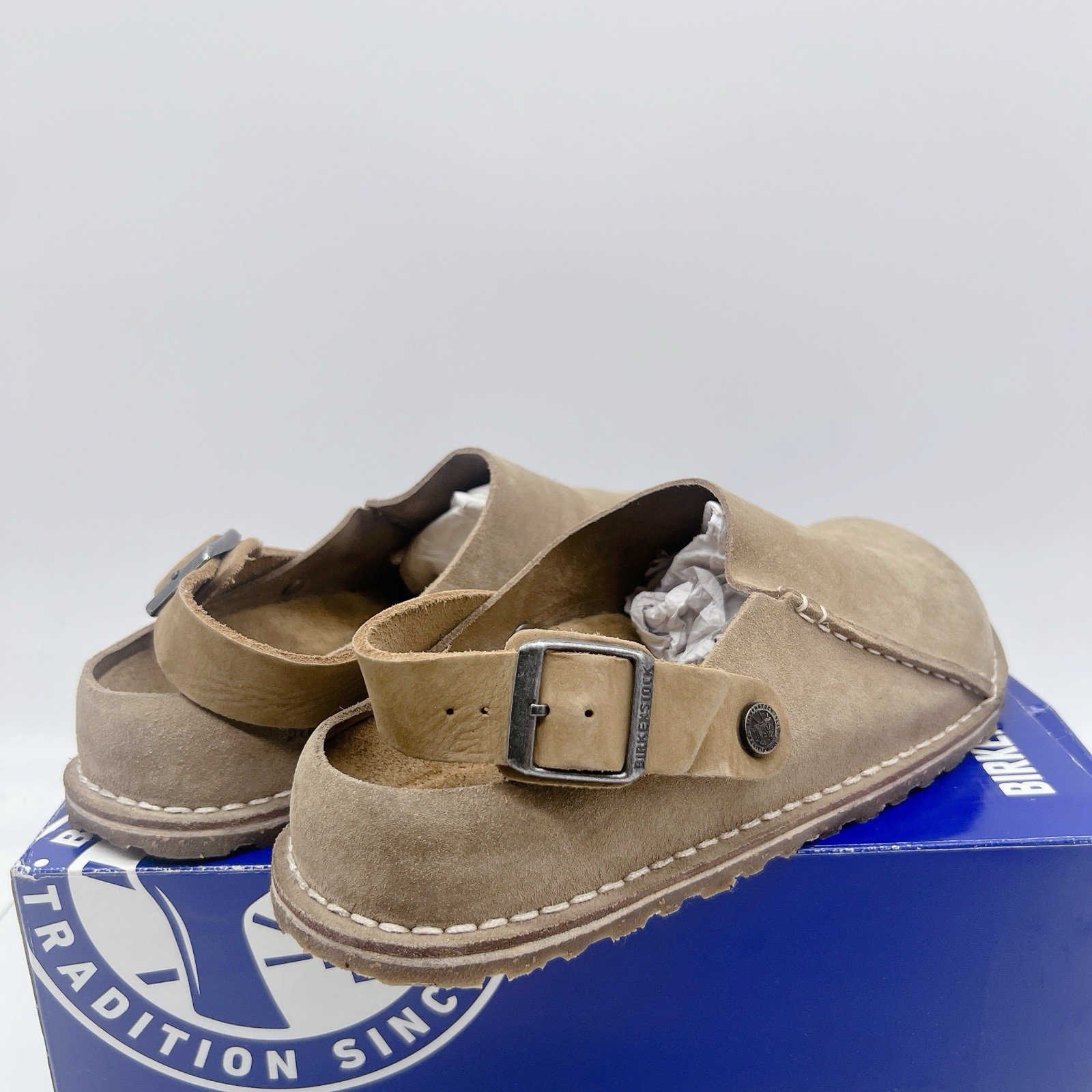 Birkenstock Lutry Clogs Comfort Shoes Premium Taupe Suede EU 41 Wms US 10- 10.5