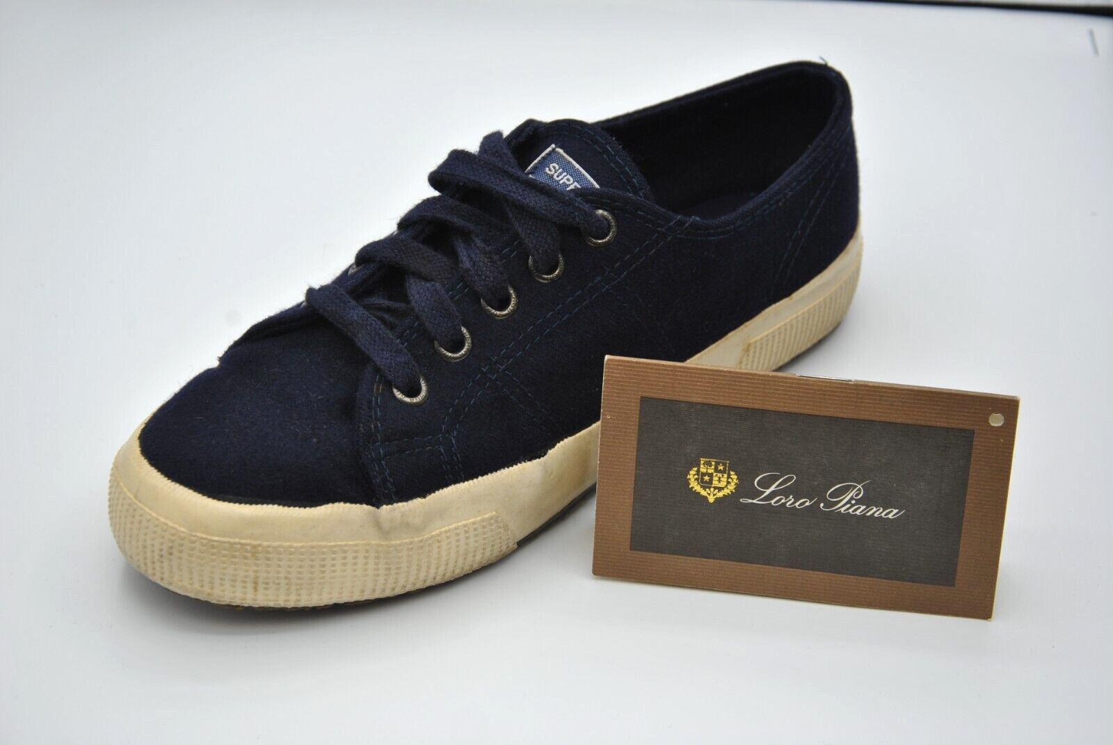 Superga Loro Piana Cashmere Women Shoes Sneakers EUR 36 USA 5 Navy Blue 7823S
