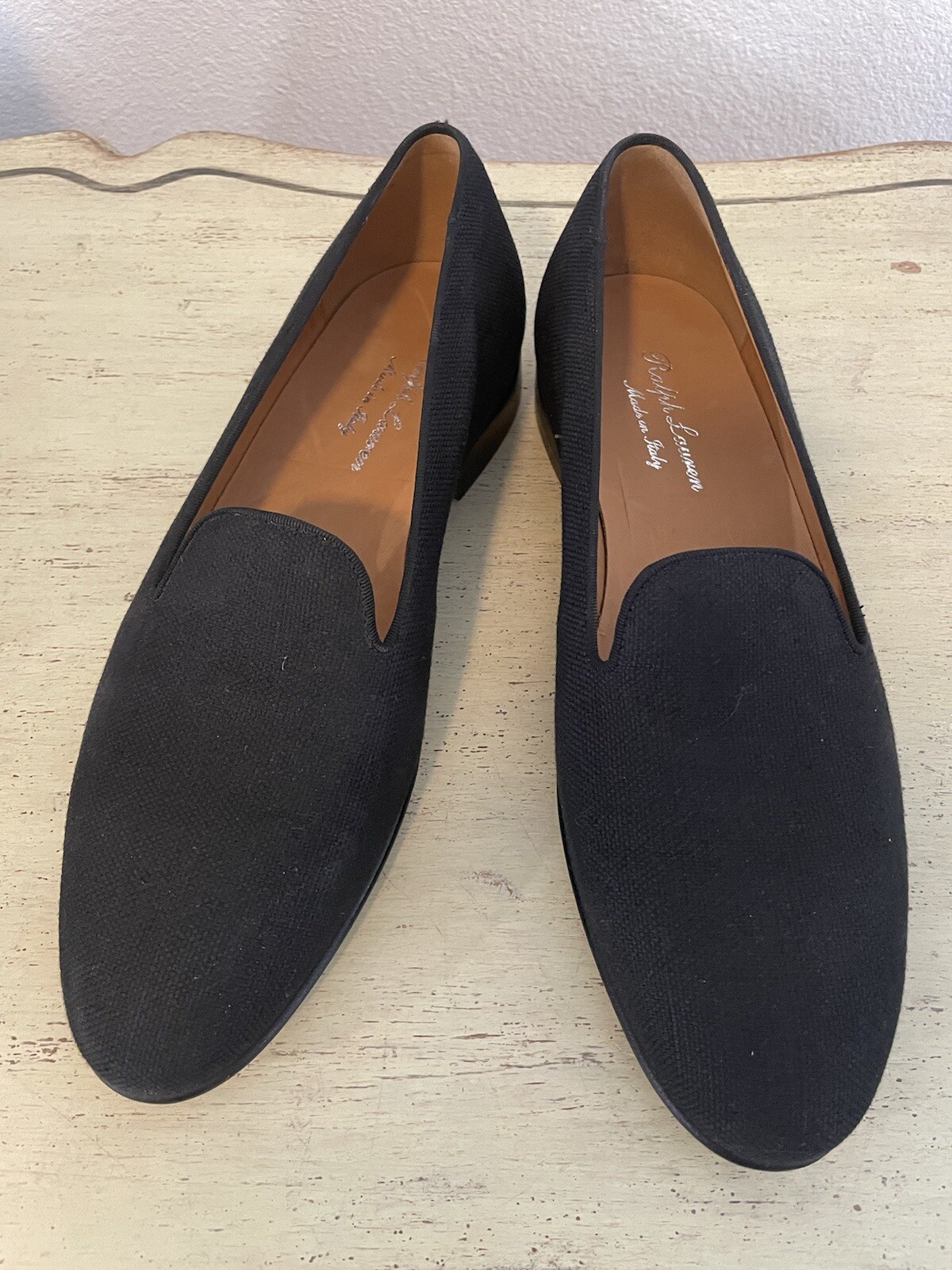Ralph Lauren Collection Made in Italy Alonzo Smoking Loafer in Black 7 E $695