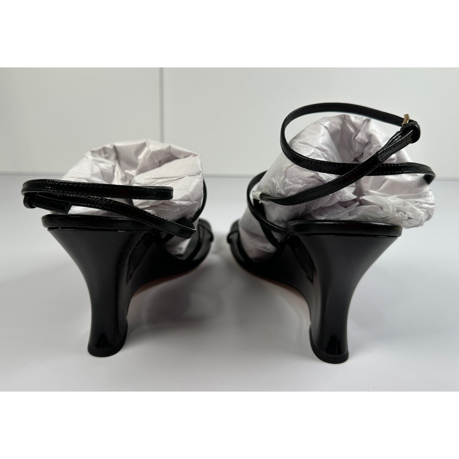 Tory Burch Capri Miller Leather Wedge Sandals Black Size 8 NIB #06S