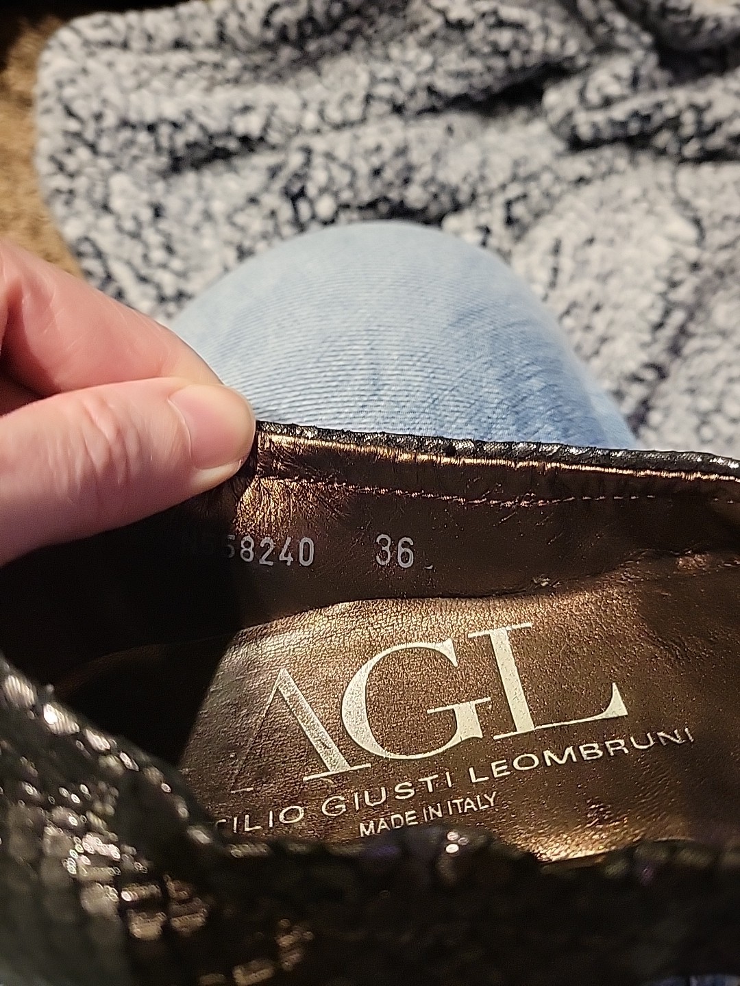 AGTL Attilio Giusti Leombruni Black Leather Ballet Flats Chain Toe Size 36 USA 6