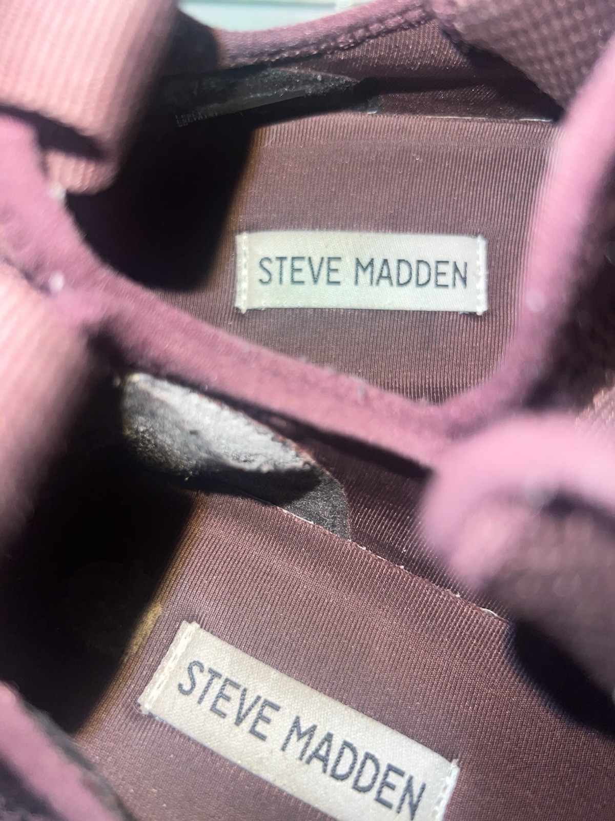 Steve Madden SM NY 90 Women’s Burgundy Knit Lace-Up Low Top Sneakers Rhinestone