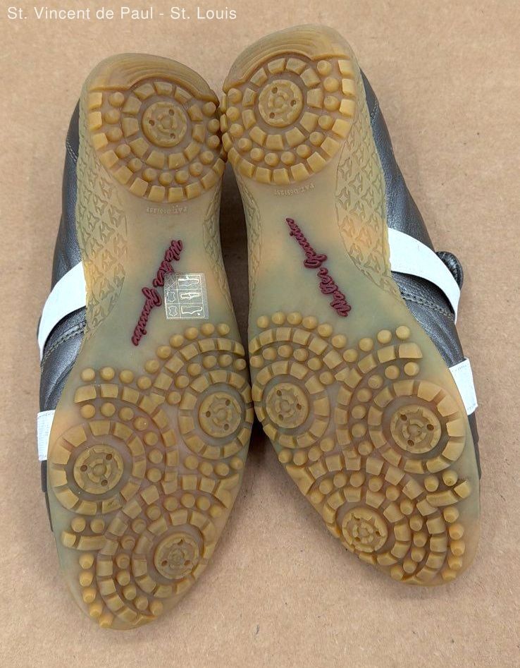 Walter Genuin Women Golf Shoes 367 Metallic Gray White Leather Slip-On 5.5