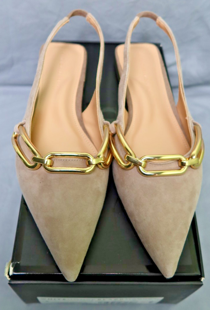 White House Black Market Suede Chain-Detail Slingback Women’s Size 9