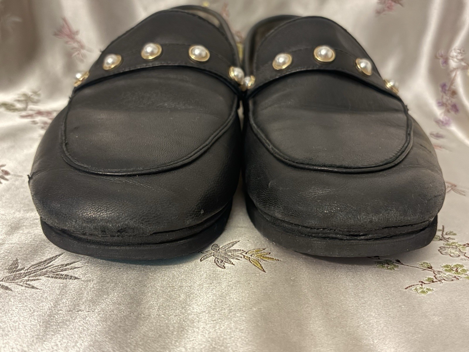 Stuart Weitzman Loafer Black Pearl Leather Loafers EU39 US8.5