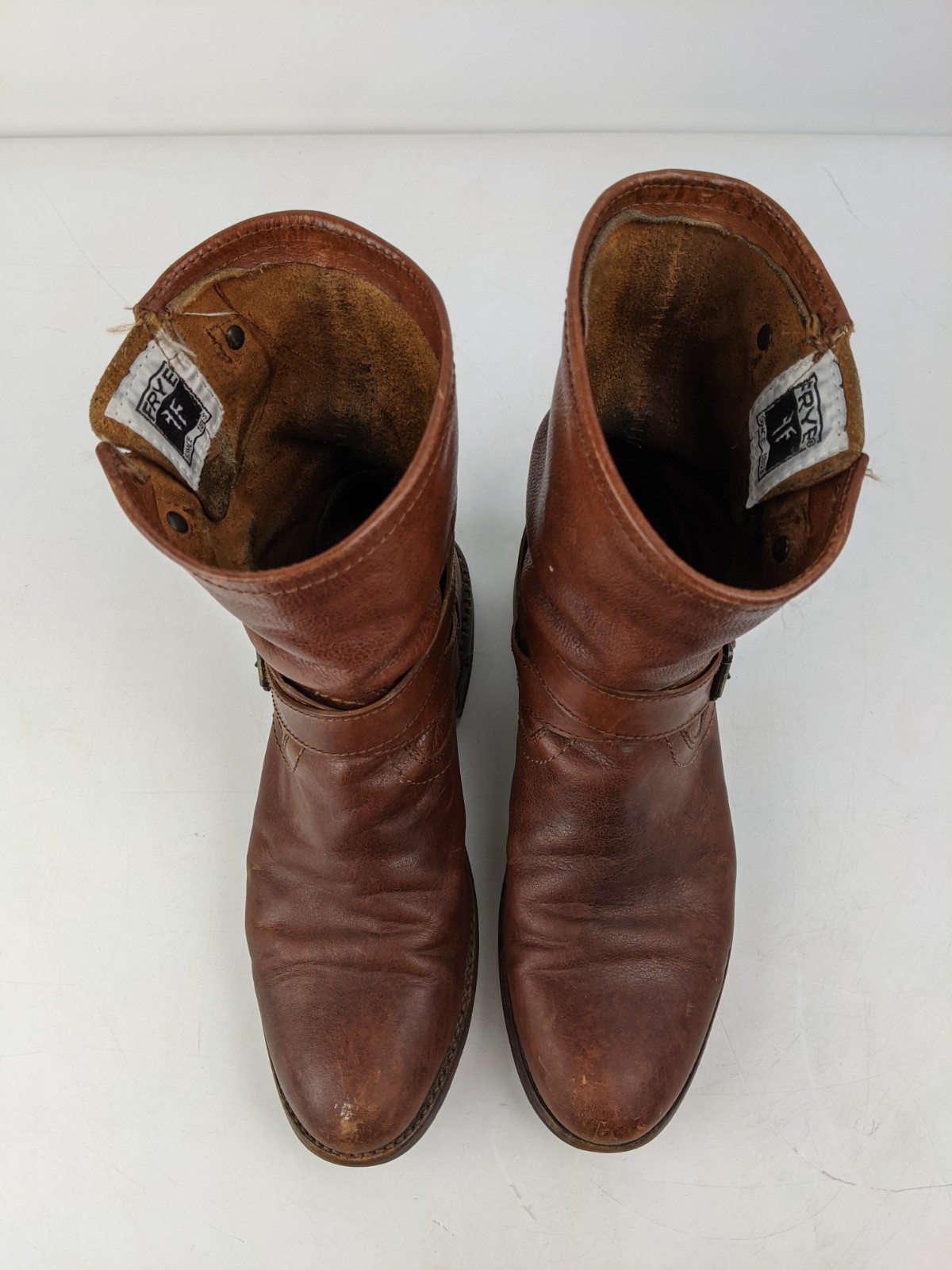 frye jaden cross engineer harness boots womens size 5 cognac brown leather