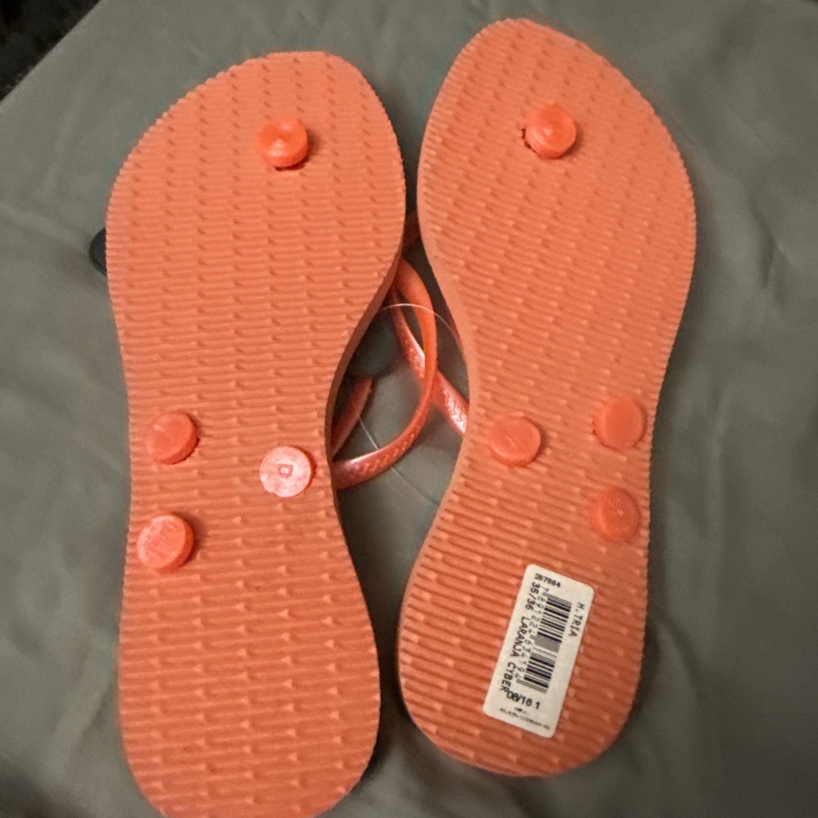 Havaianas Double Strap Sandals Flip Flops Shiny Orange NWT Womens US 3/4Y