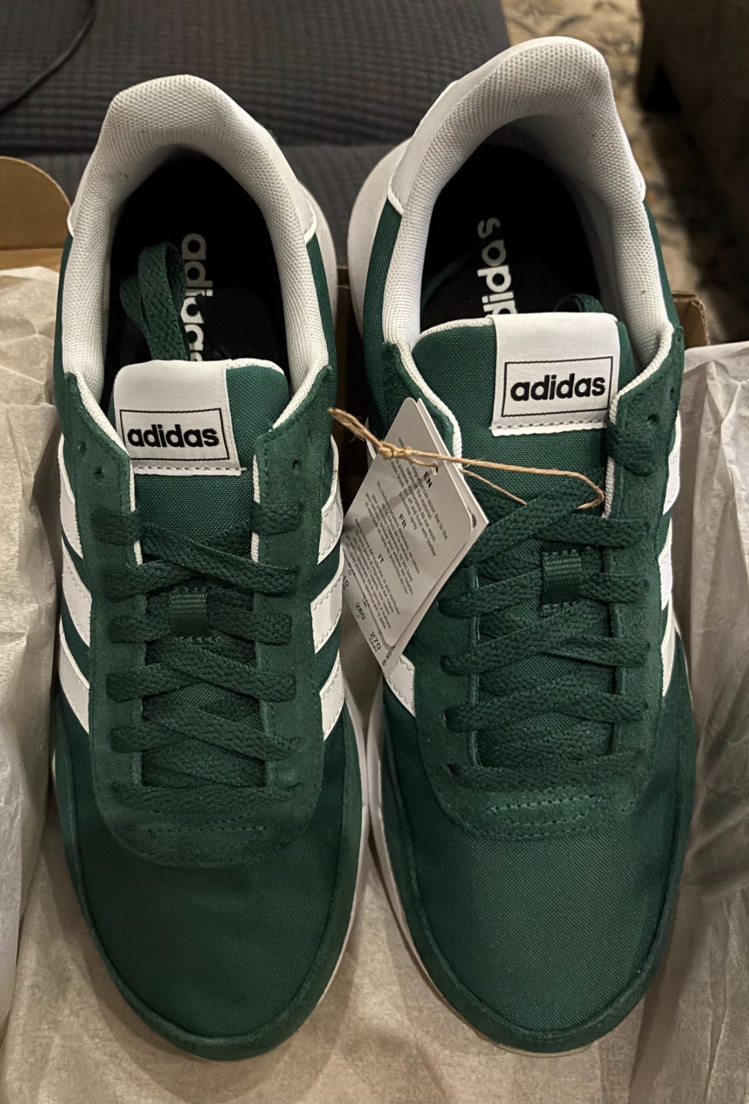 Adidas Run 60s 2.0 Collegiate Green White Men’s Size 10 H00354 NEW IN BOX