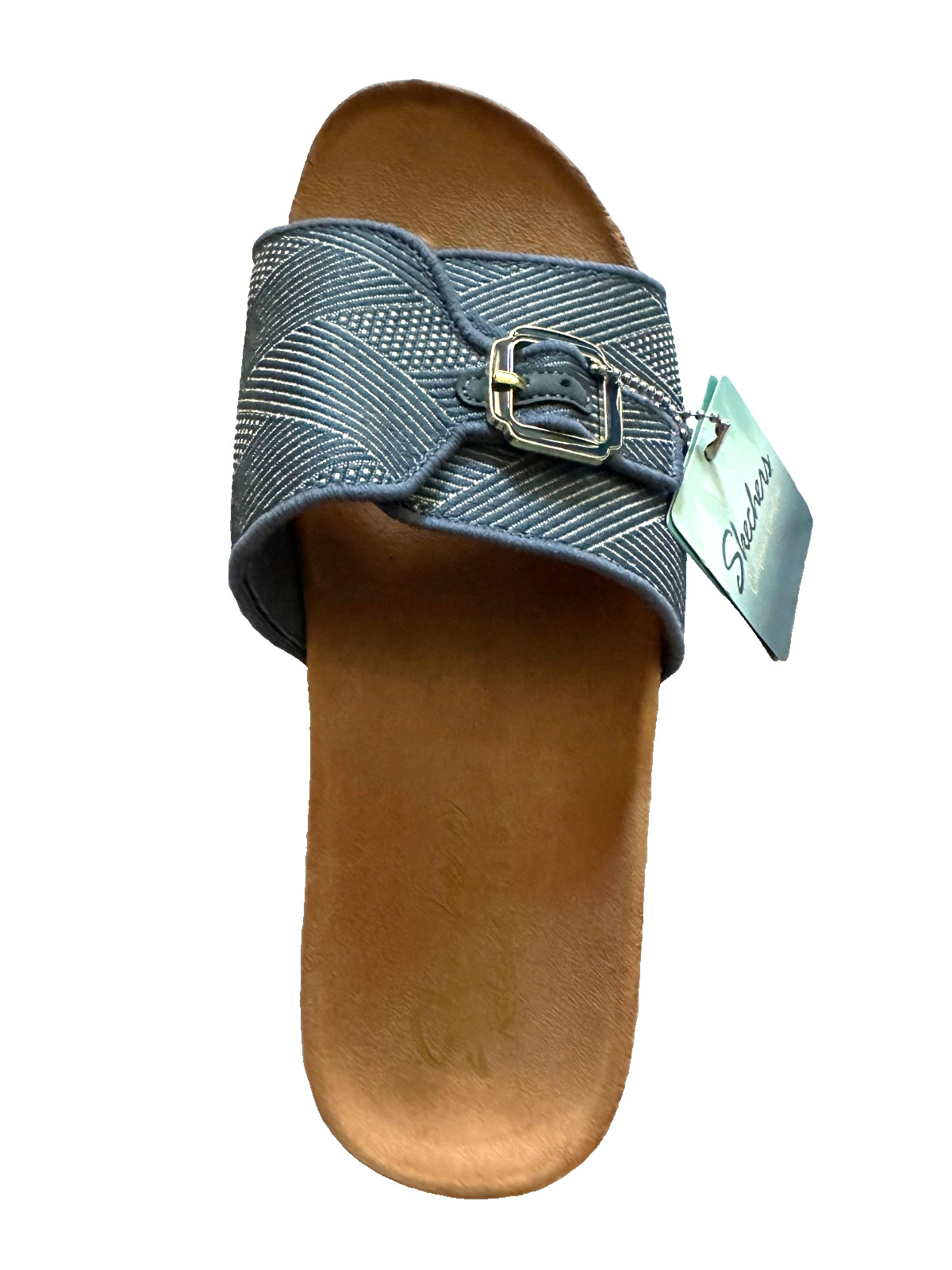 NEW Skechers Womens Lifted Comfort Restless Wave Sandal / Slide, Navy, Sz 7