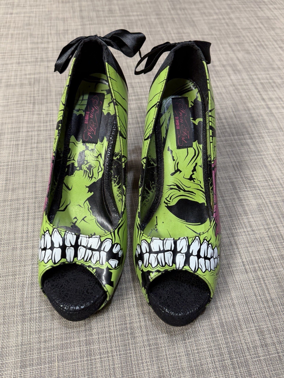 Iron Fist Damen Peep Toe Pump Zombie Green Stomper Platform Women’s US 10 Y2K