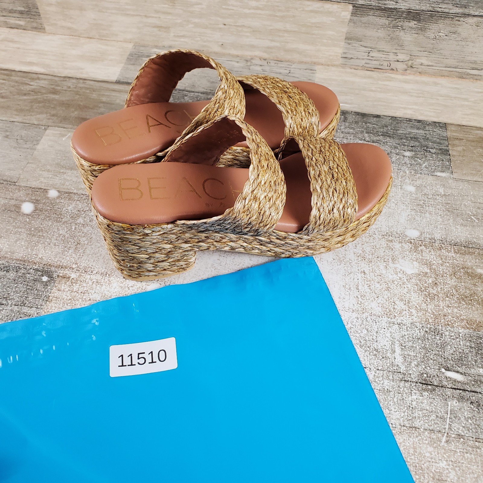 Matisse Ocean Ave Womens Platform Sandal Sz 10 M Cognac Raffia Slip On Round Toe