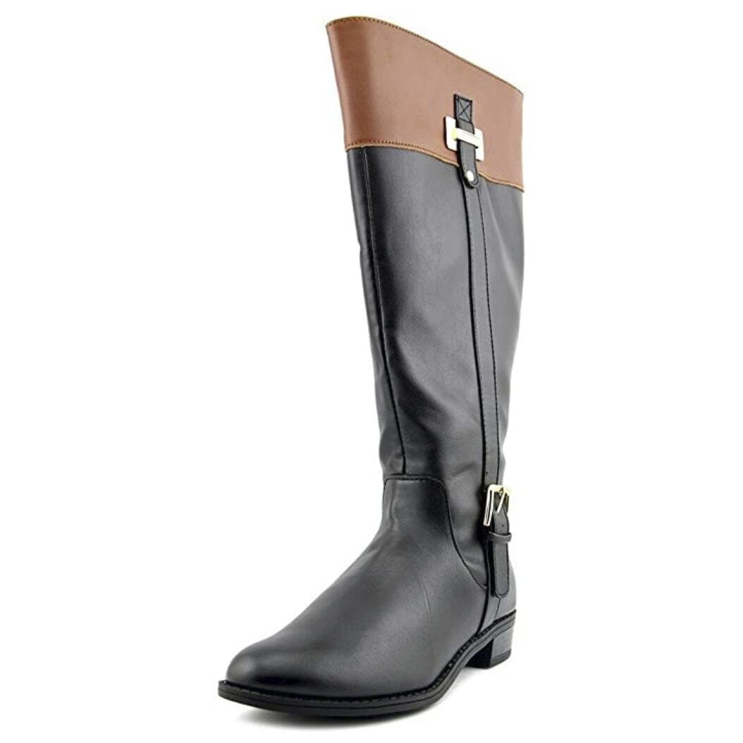 Karen Scott Womens Deliee 2 Faux Leather Riding Boots Black 7 Medium (B,M)