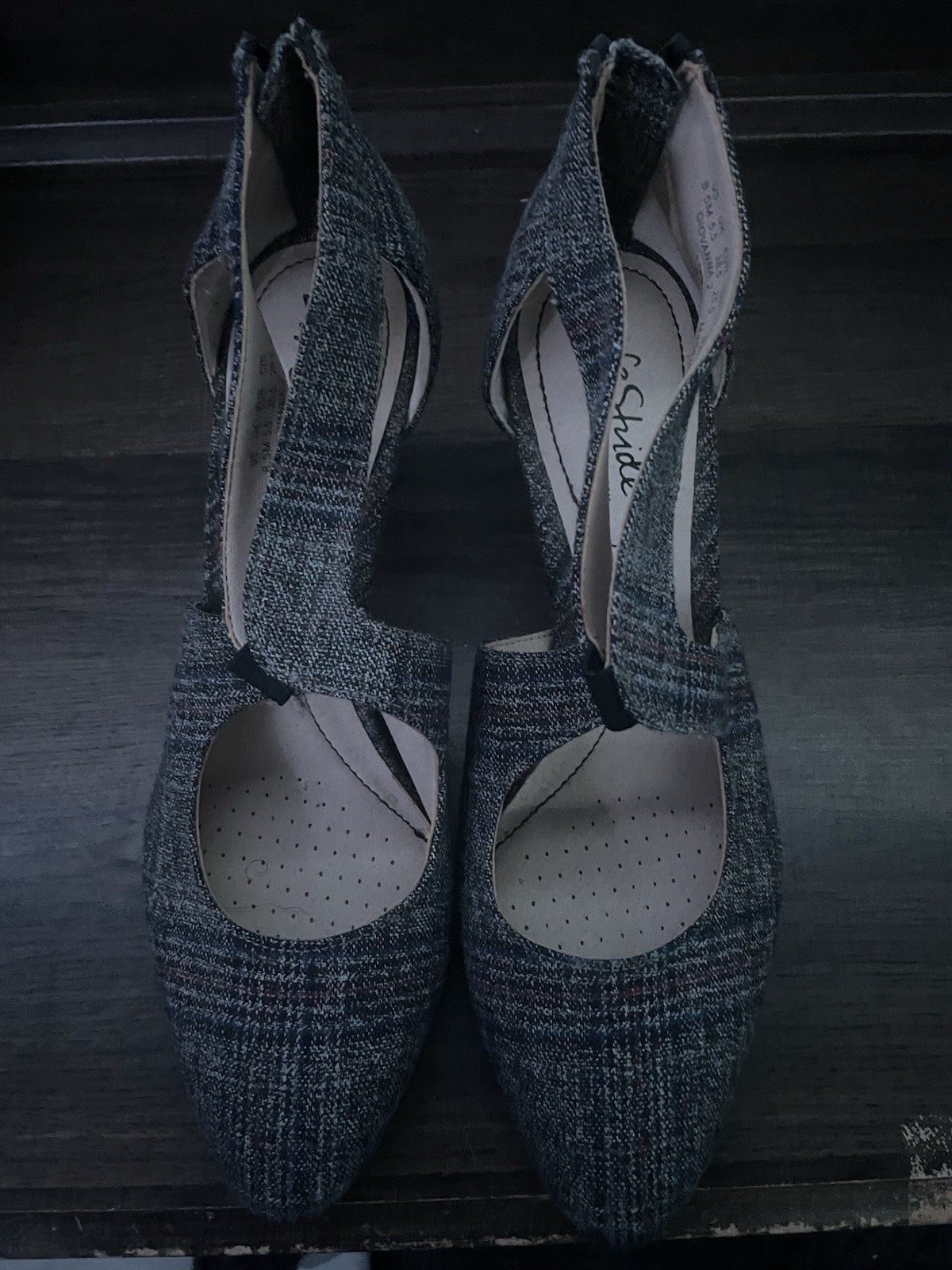 LifeStride Blue Fabric Strappy Pointed Toe Zip Stiletto Heels US 8.5 M
