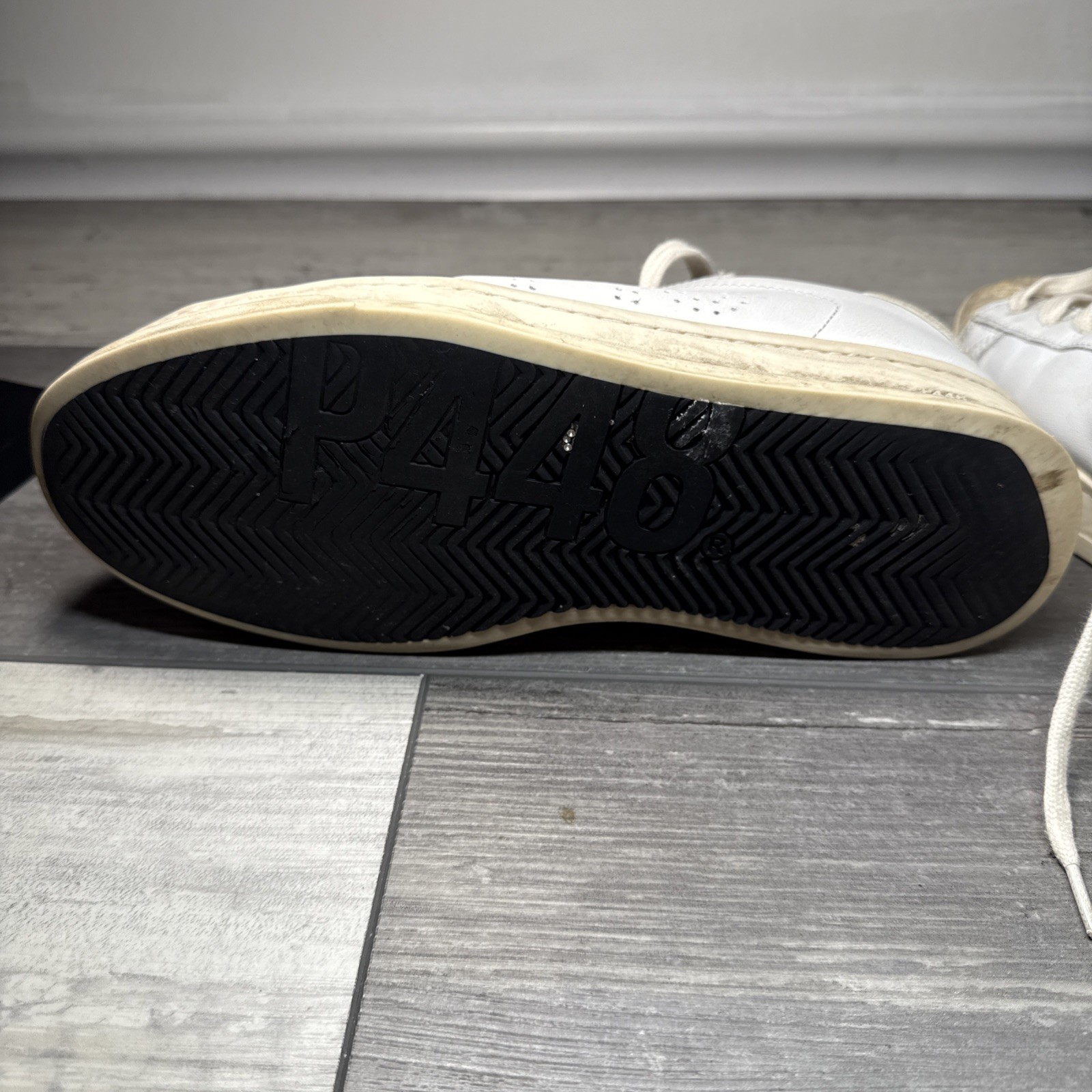 P448 Sneaker 6.5 White with Silver Glitter. Preowned See Photos Provided