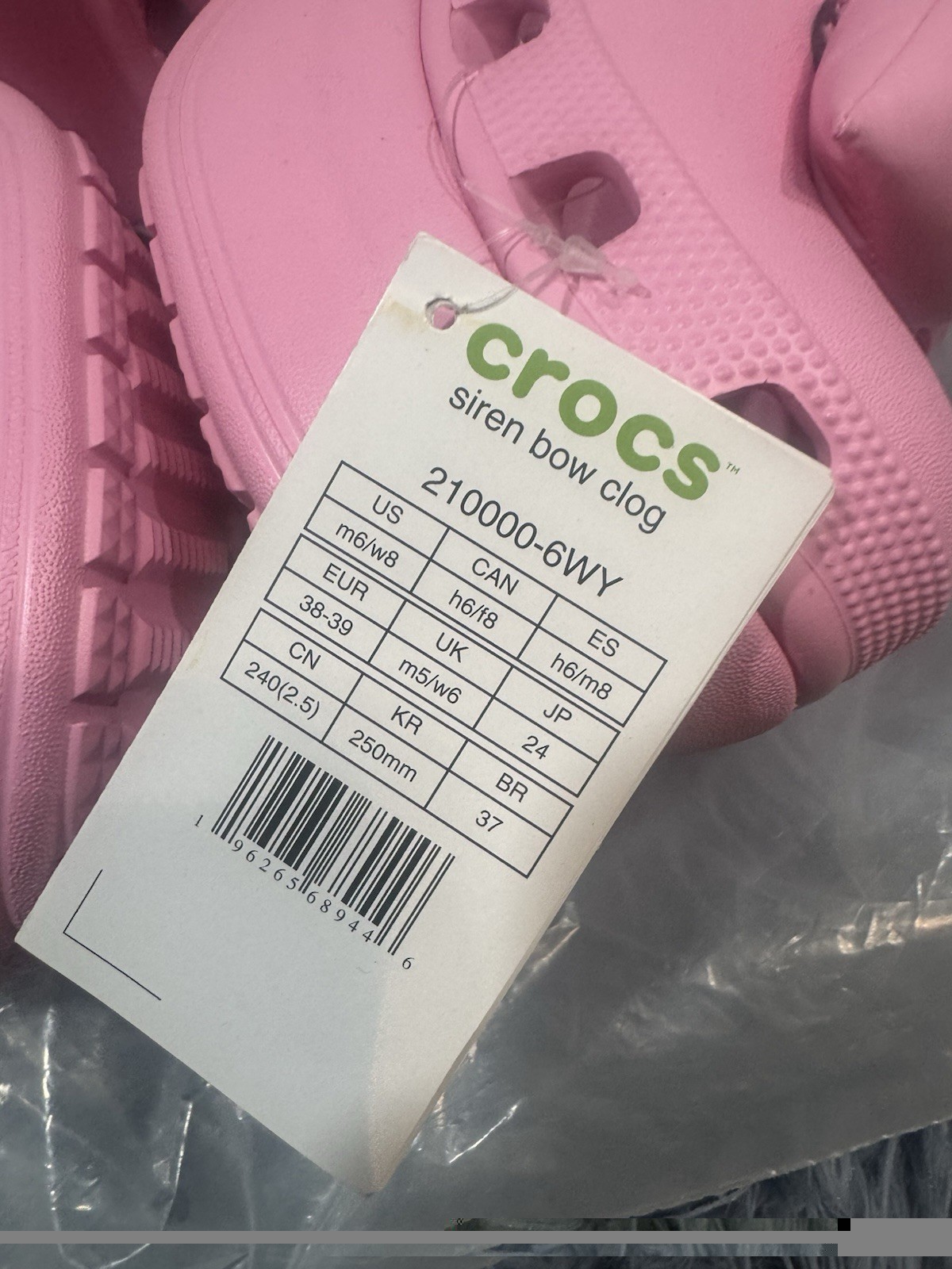 NWT CROCS Siren Bow Clogs In Pink Size 8