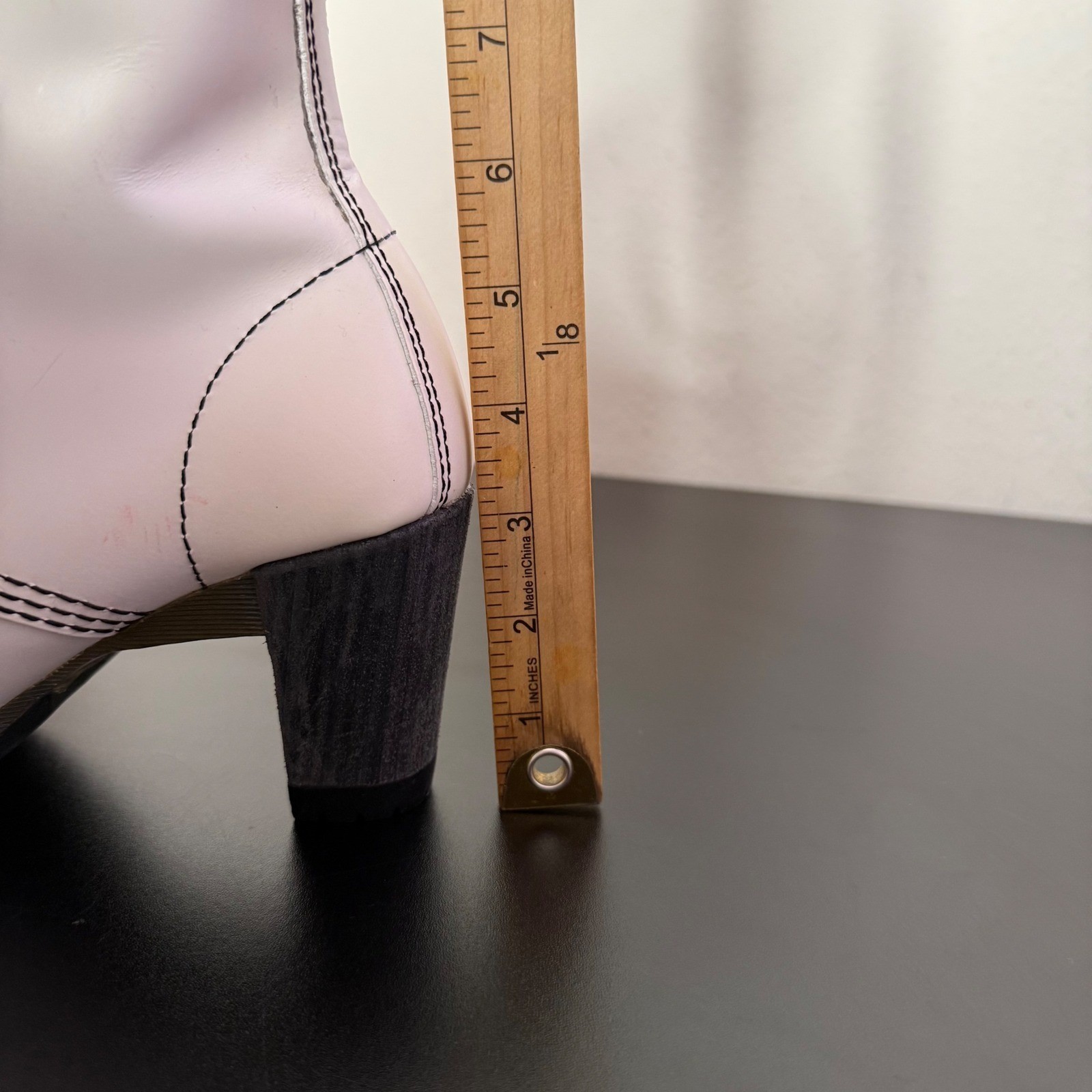 Dr Martens Darcie Heels White Leather Lace Up Boots Size 7 Statement Chunky