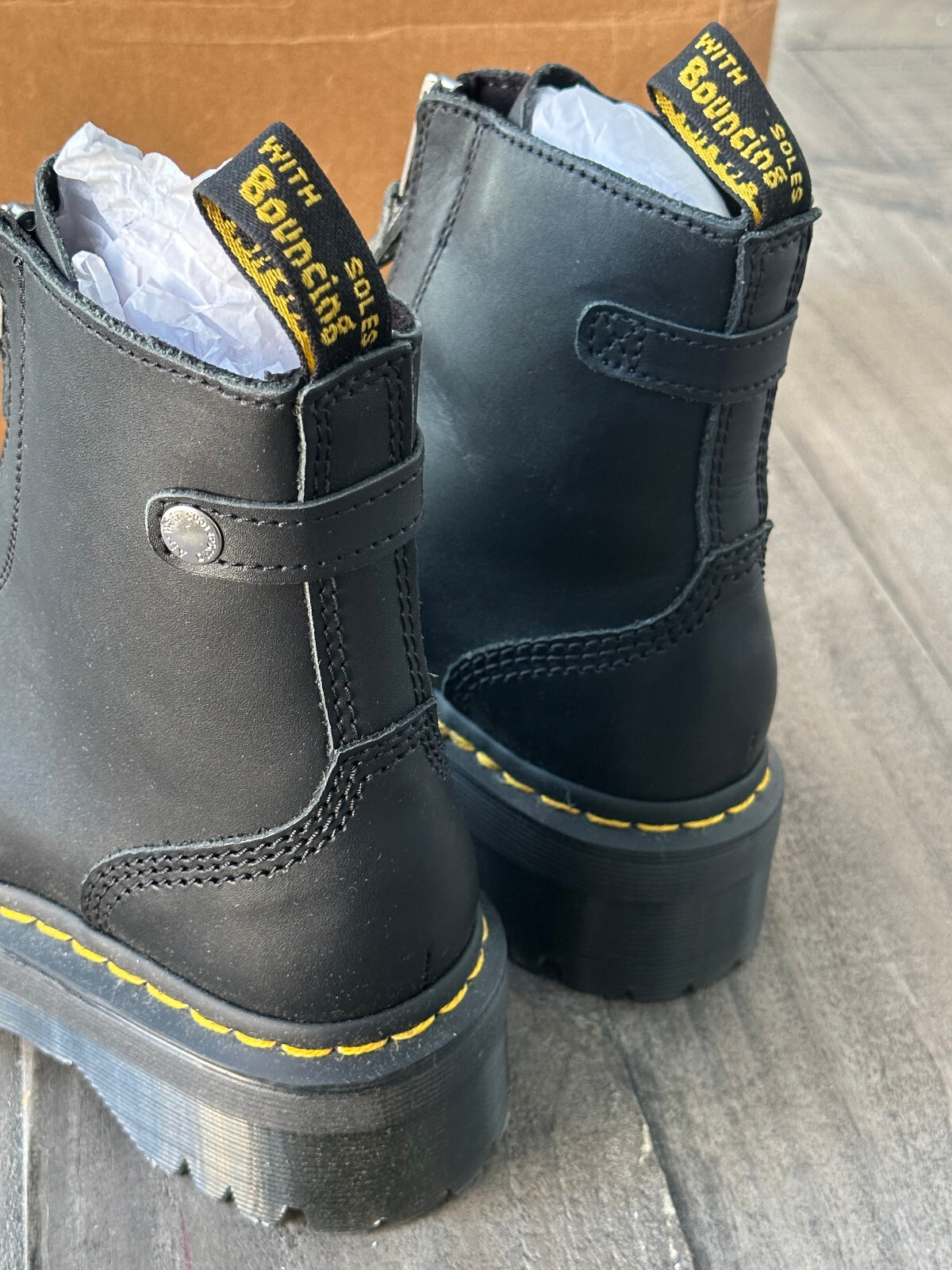 Dr Martens Jetta Zip Platform Leather Black Boots For Women’s Size US 6