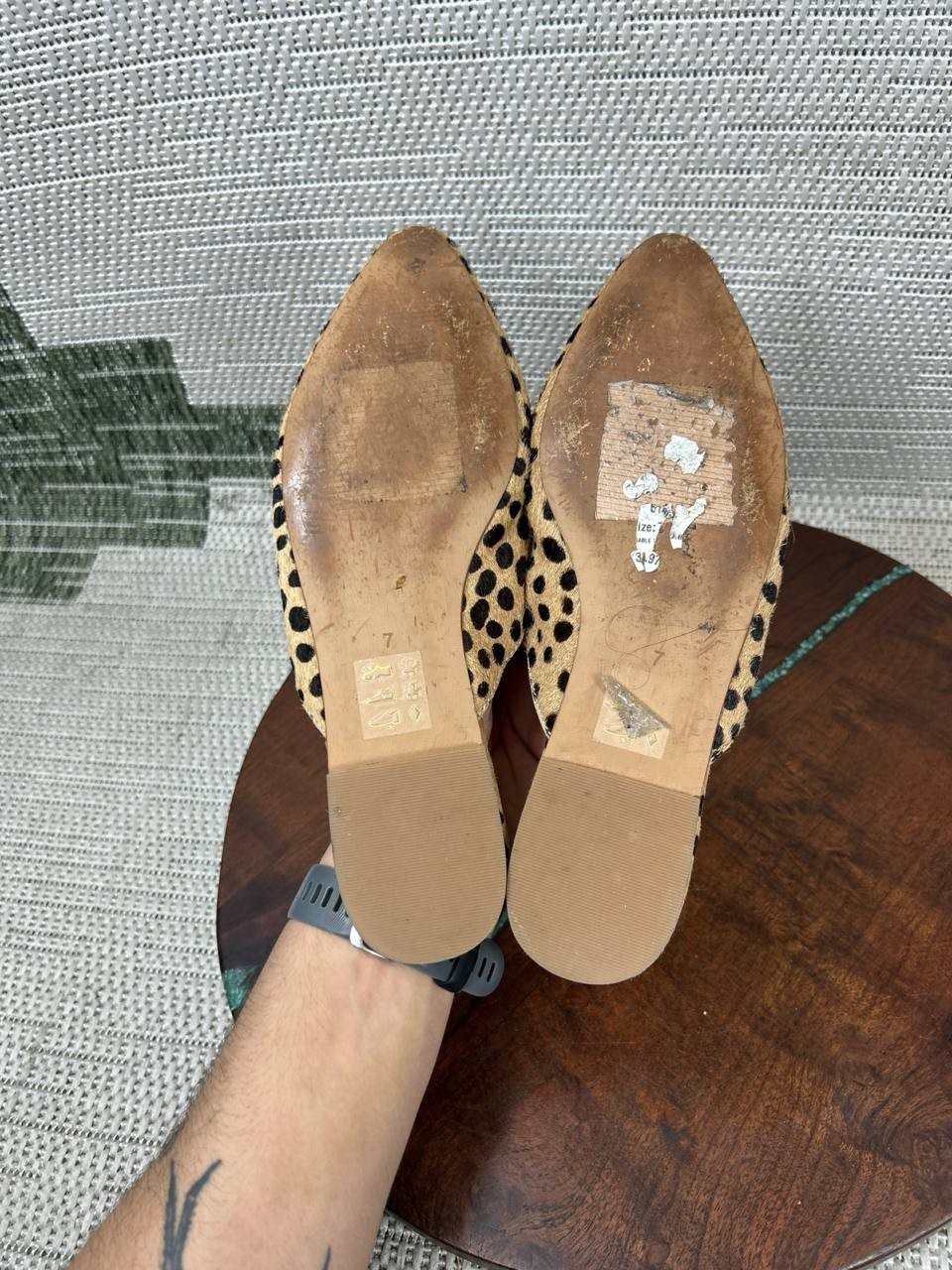 Madewell Flats Womens Size 7 The Remi Mule Truffle Multi Leopard Comfort Slip On