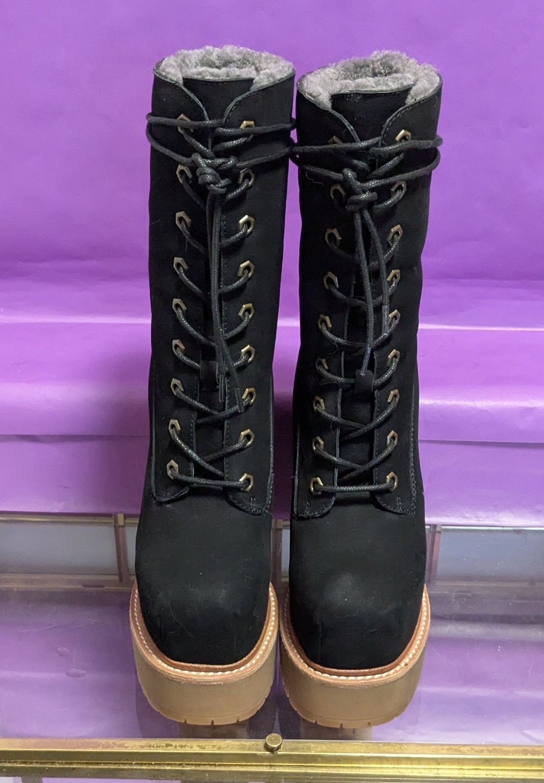ZIGI NY «Aden» Faux Shearling Lined Platform Bootie Women’s Size 6 Black