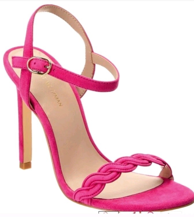 Stuart Weitzman Dancer Twistie 100 Pink Suede Sandal Size 9,5