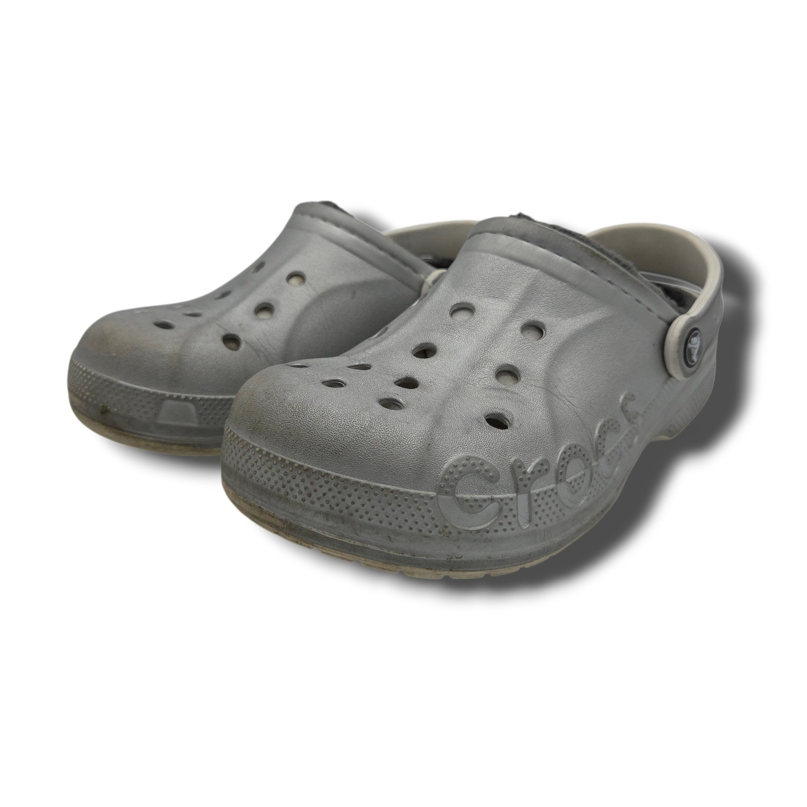 Crocs Baya Lined Clog Womens 7 Silver Slip On