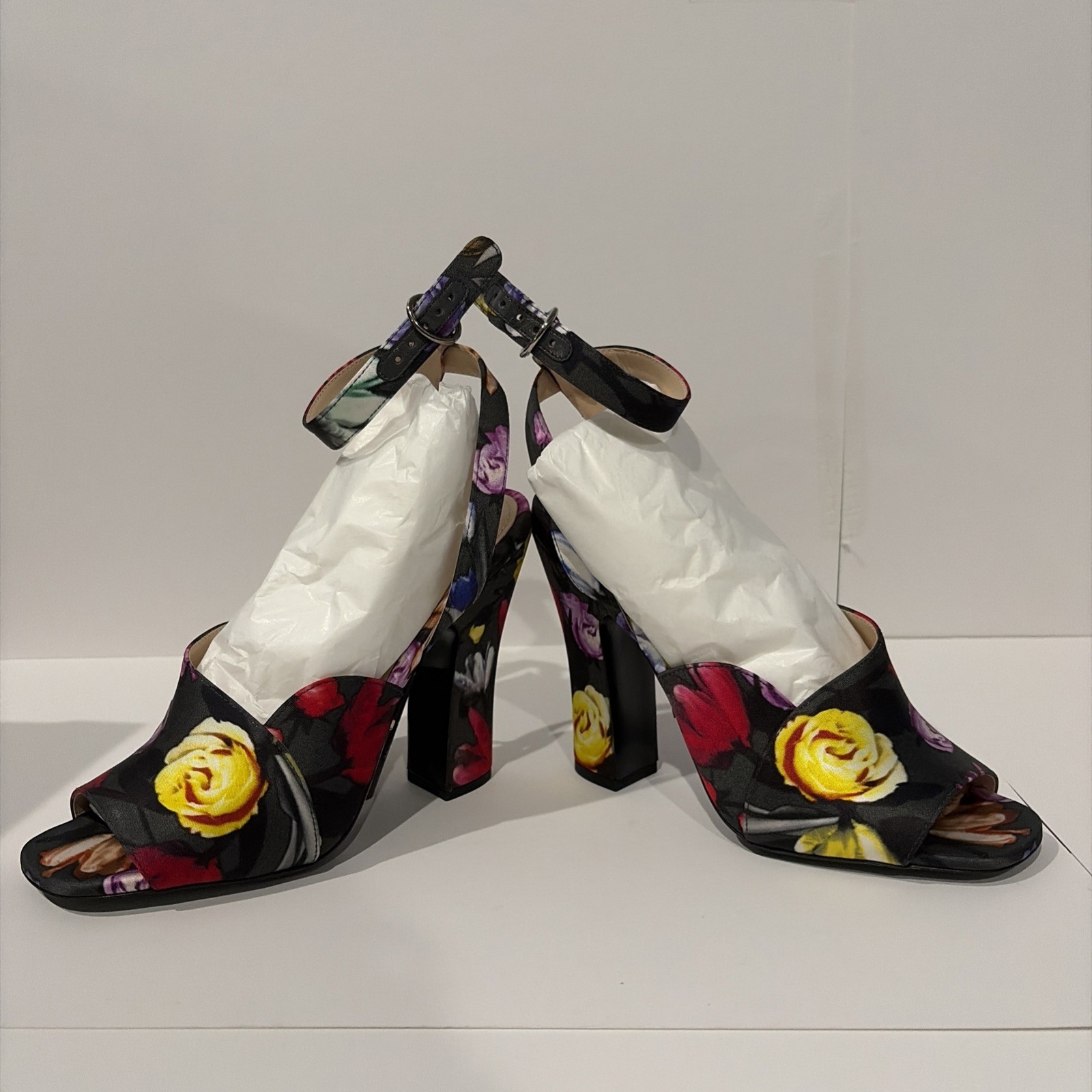 Prada Duchesse Little Flowers Ankle Wrap Sandals US Size 7.5 EU 37.5