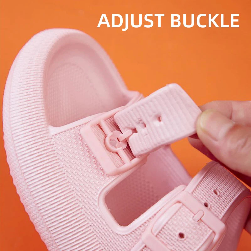 Soft Sole Pillow Slippers for Women Double Buckle Thick Platform Cloud Slides Sa