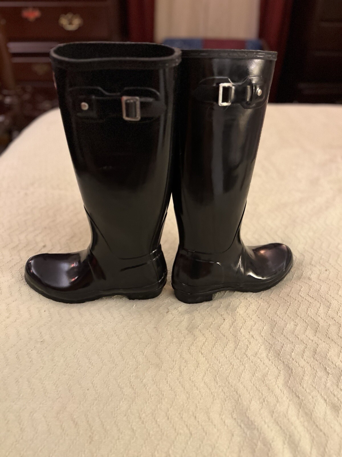 Hunter Original Tall Gloss Women’s Rain Boots – Black, 7 US