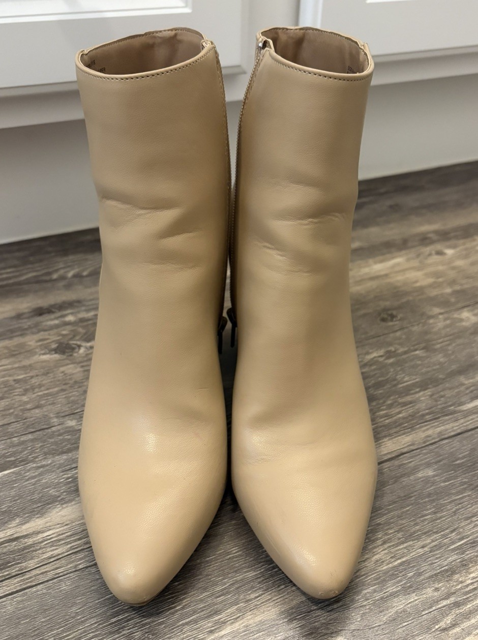 SUGAR Women’s Beige Block Heel Booties – Size 8.5