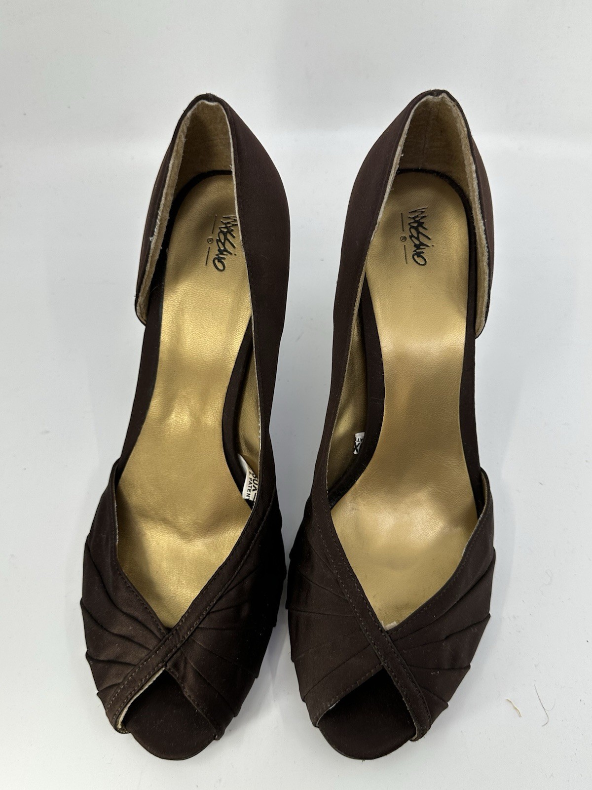 Mossimo Womens Dark Brown Satin Peeptoe Pumps Sz 10 Pre-owned