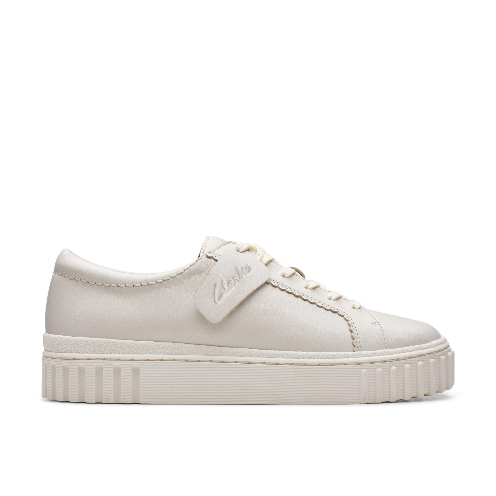 Clarks Womens Mayhill Walk White Leather Casual Sneakers Shoes