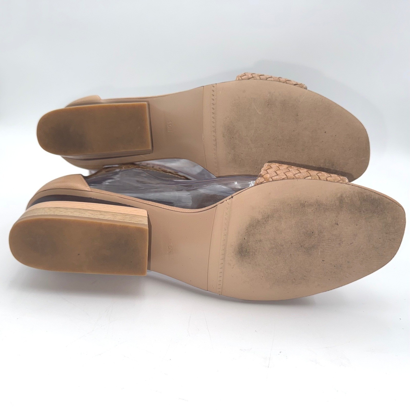 Vaneli Tan Sandals Womens 10 N Woven Wedge Open Toe Zip Ankle Strap Tan Shoes