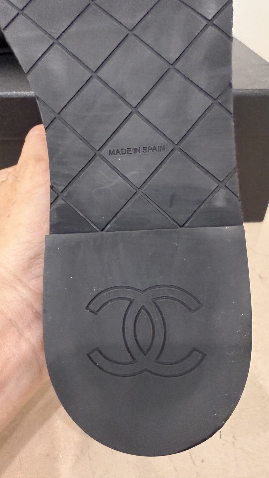 CHANEL Loafers In Black leather W/ Gold Chain Accents; Size 36