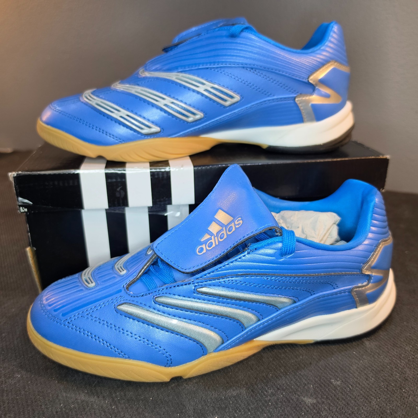 New Adidas Predator Sala W Wmns Sz 6.5 Blue Silver Indoor Soccer JR1637 NIB