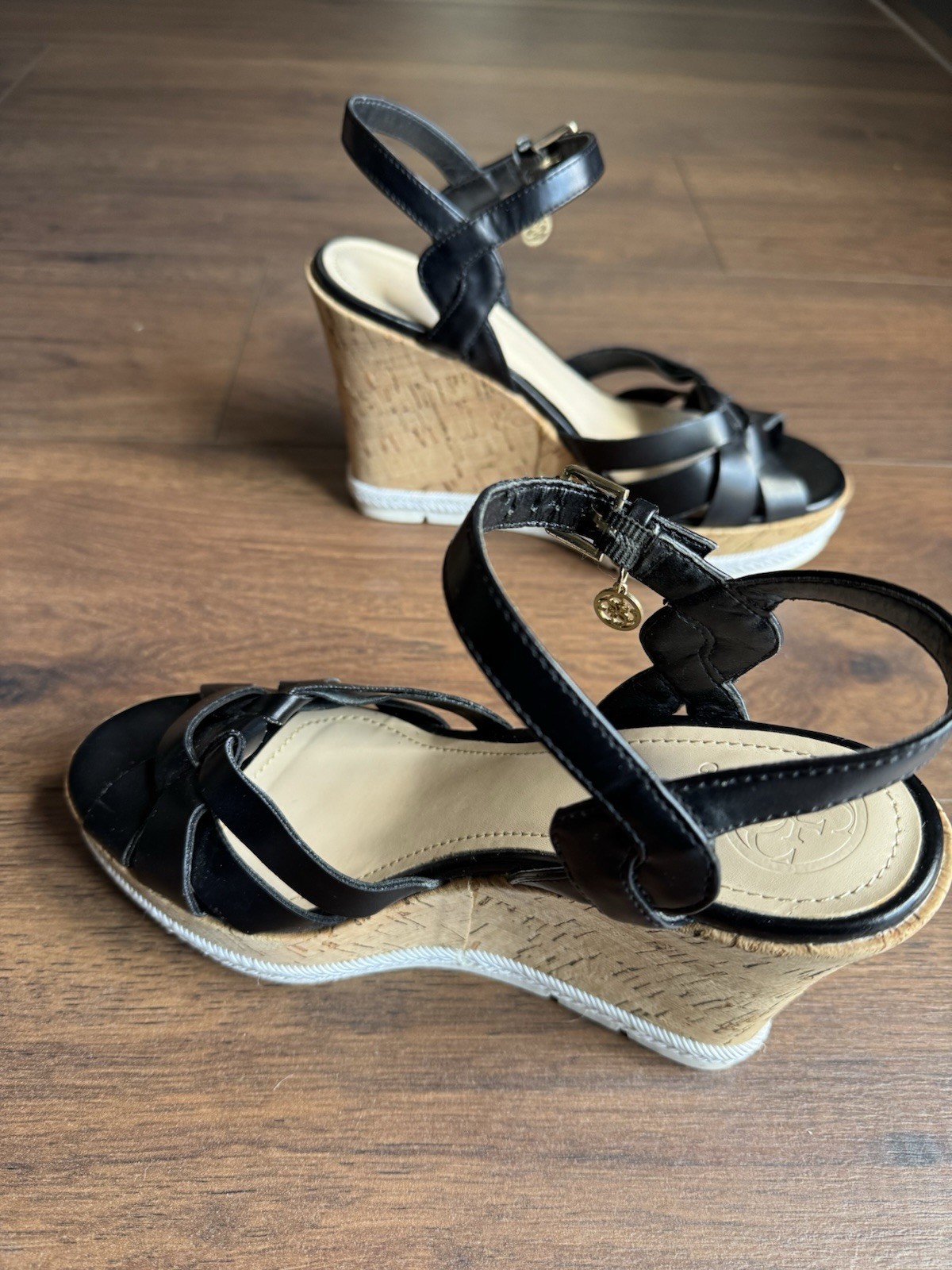 GUESS Platform Wedge Sandals Cork Black Women’s Size 7