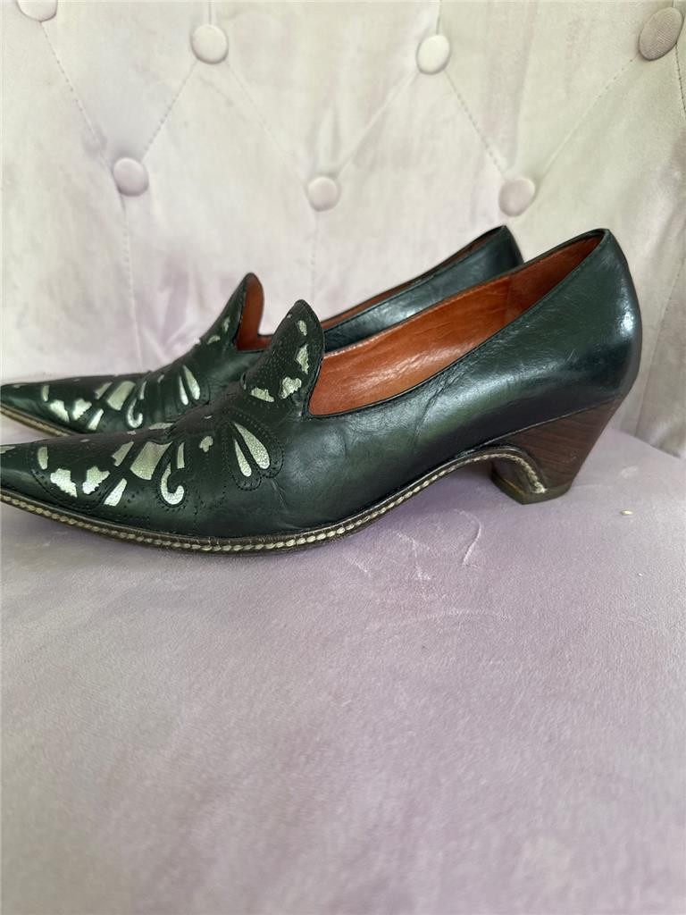 Women Dries van Noten Black-Silver Leather Shoes EU 5.5 US 5 Pre-owned