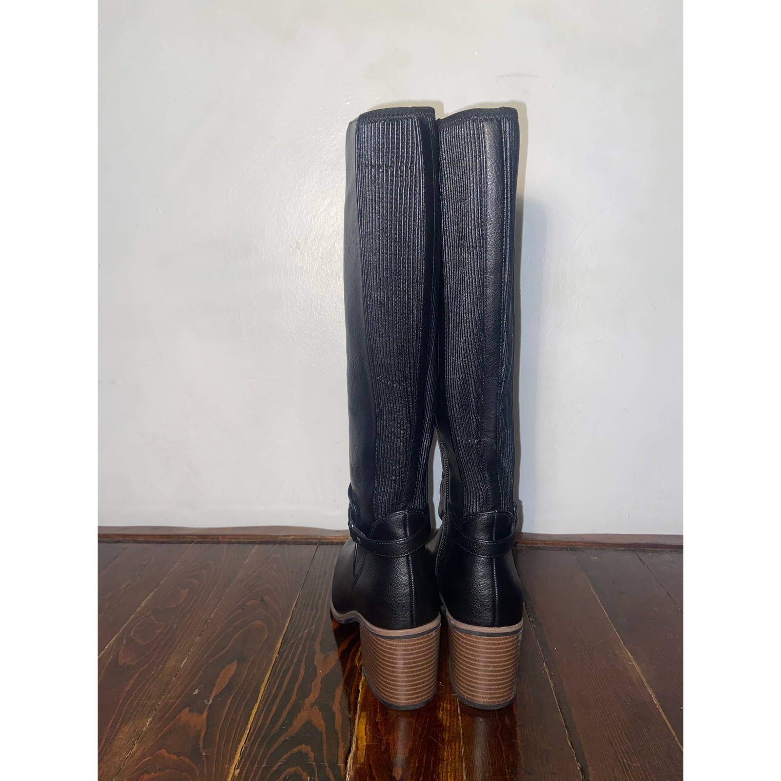 Sonoma Black Knee High Block Heel Boots Womens 10 Quiet Luxury Minimalist Preppy