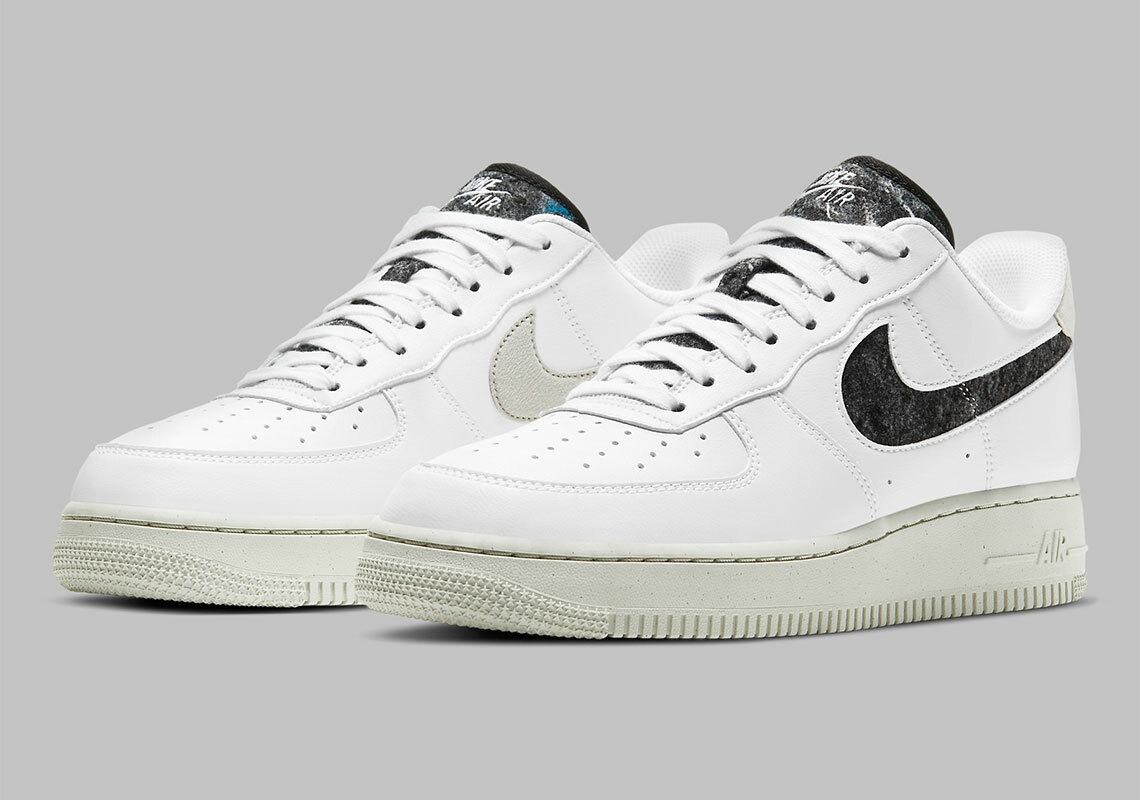 Women Nike Air Force 1 Low Recycled Wool White Bone Grey Black DA6682-100 sz 9.5