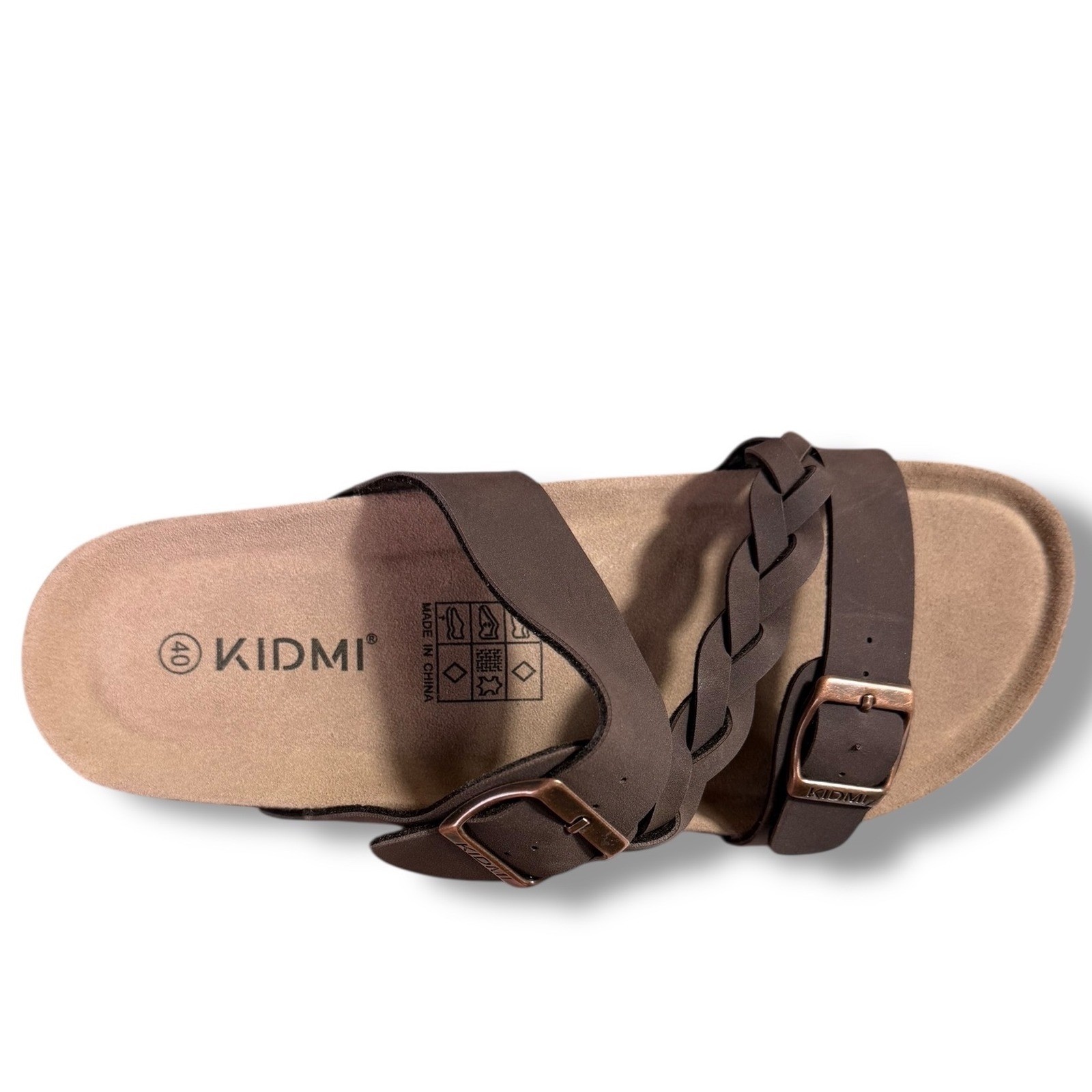 Kidmi Women Chocolate Brown Braided Strap Cork Footbed Sandals Sz 40 US 9