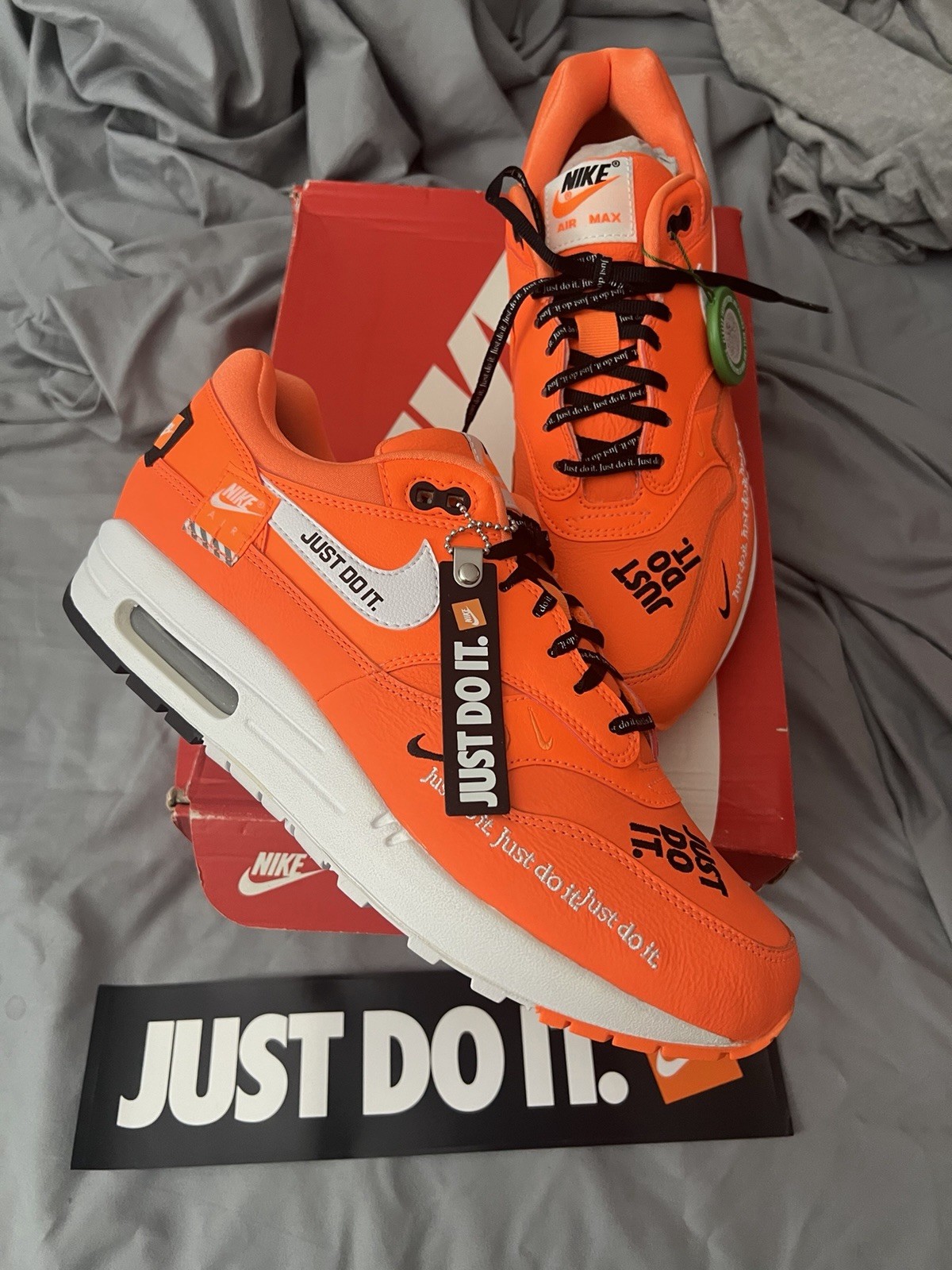 Nike Air Max 1 LX Just Do It Orange White Black Women’s Sneakers 917691-800 DS