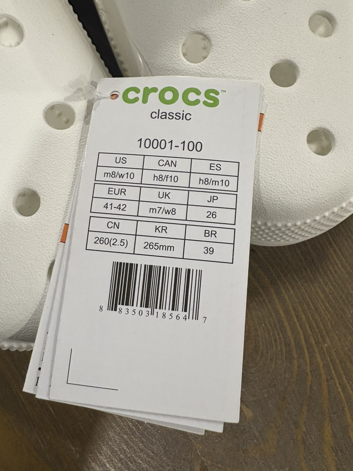 New Crocs Unisex Adult Lightweight Classic Clogs White Size 8 Men/10 Women