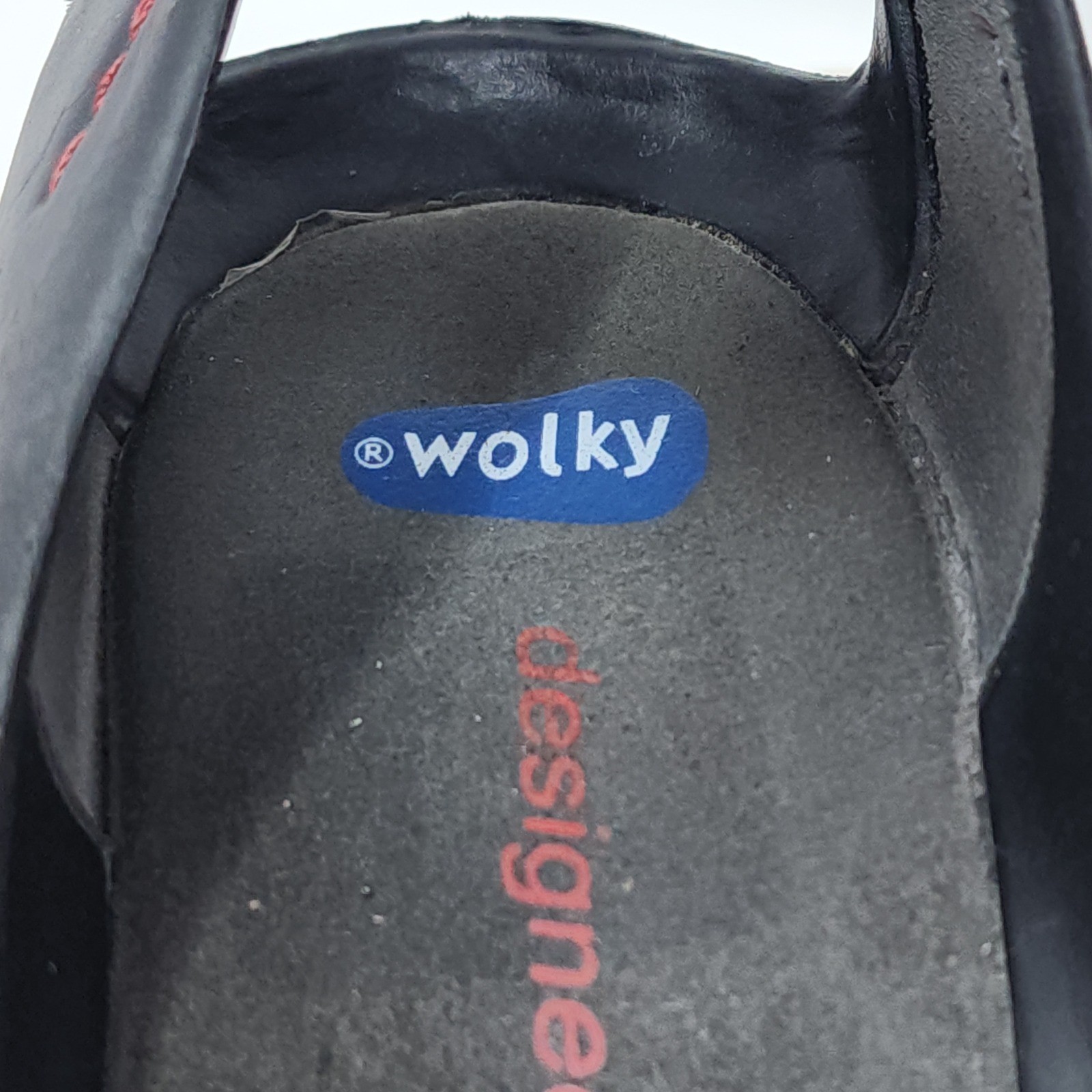Wolky Wedge Sandals 37 6 Wom Black Red Leather Ankle Strap Comfort 1175 Walking