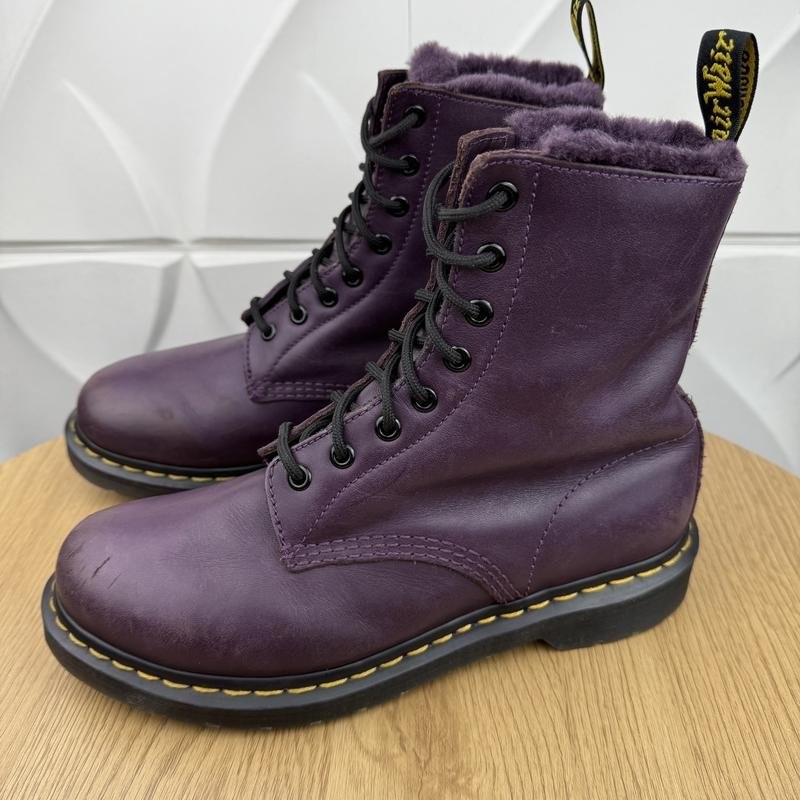 Women Dr Martens Boots Purple Leather 41 #3KE4