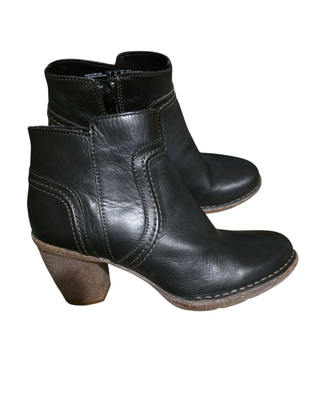 Clarks Carleta Paris Ankle Boot Side Zip Women 6.5 M Black Leather Heeled Bootie